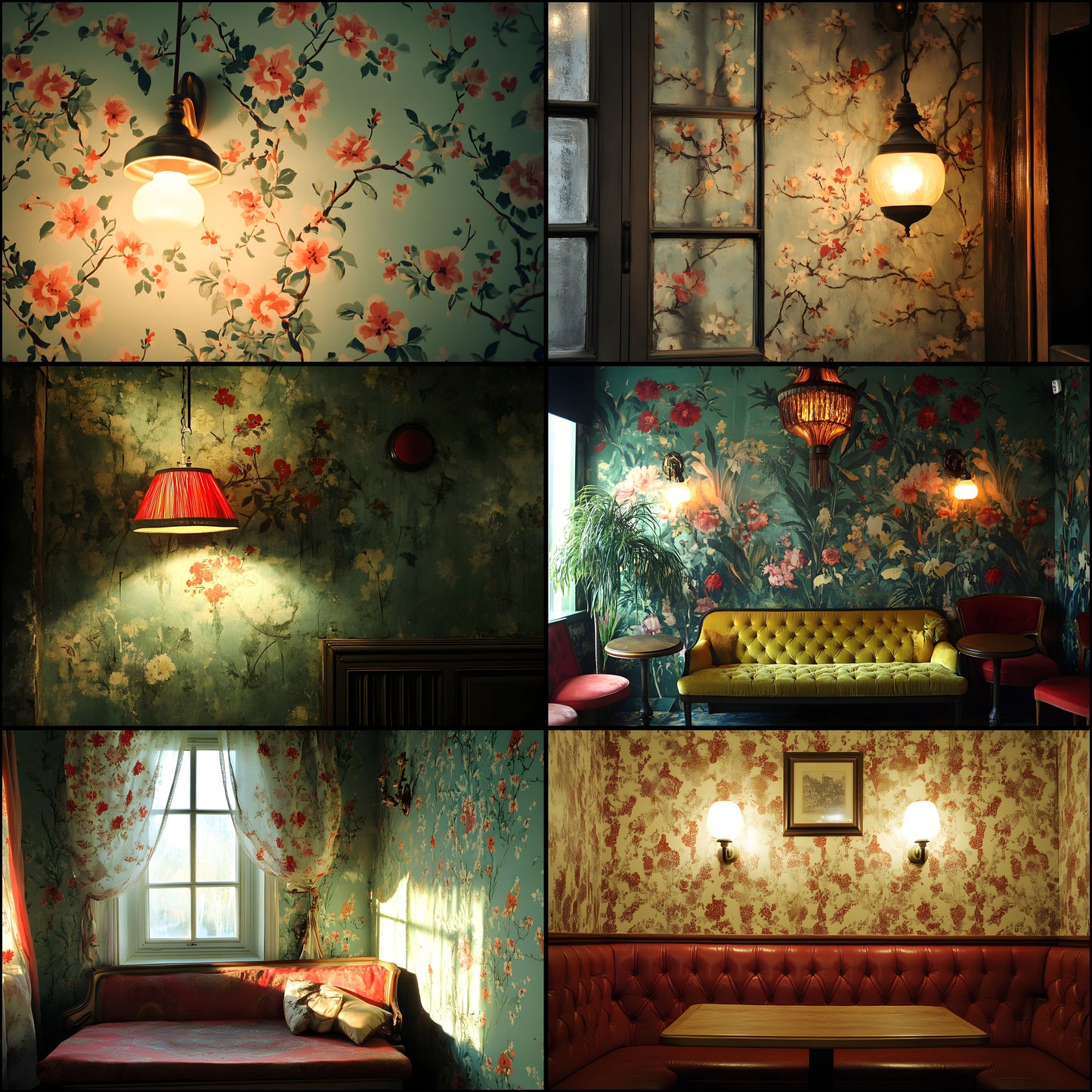 Vintage Wallpaper Room Digital Backdrop, Photography Backgrounds, Antique Interior Photo Prop, High-Res Image for Photographers
