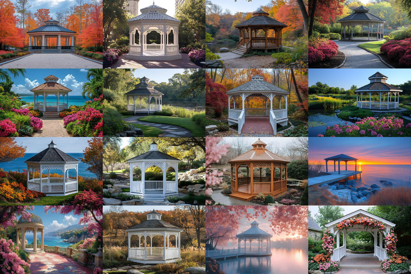 Beautiful Gazebo Backdrops | Elegant Garden Digital Backgrounds | Wedding Pavilion Scene | Park Photoshop Backdrop | Garden Photography