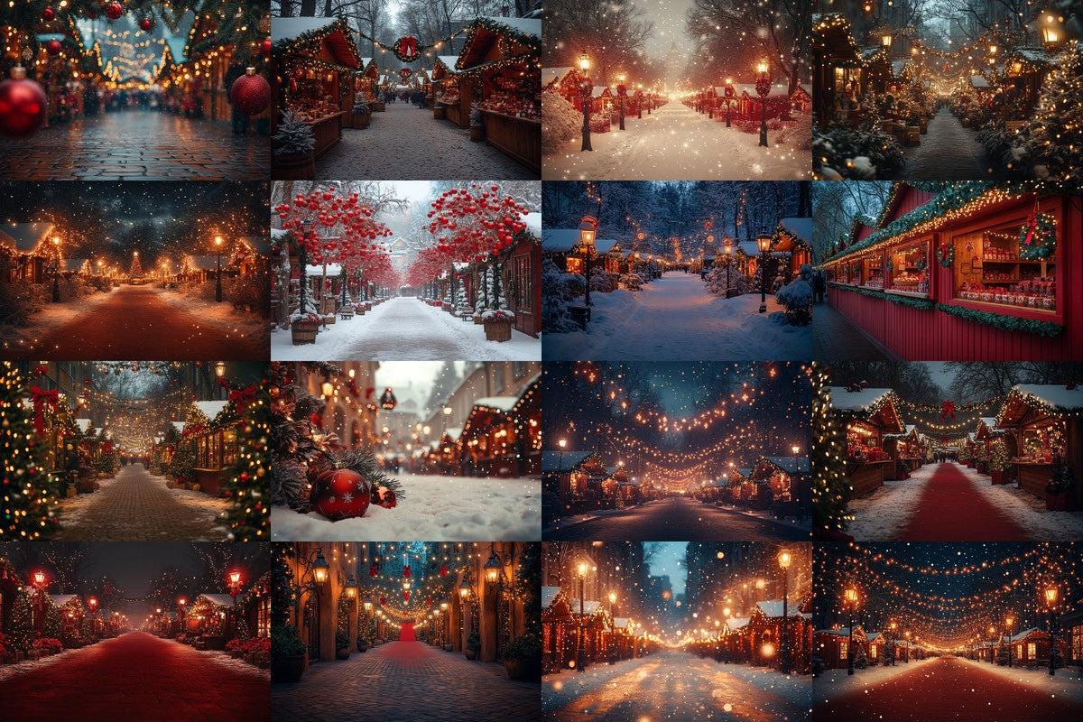 Warm Christmas Market Scene Photography Backdrops - 00x00px PNGs for Digital Artists Designers
