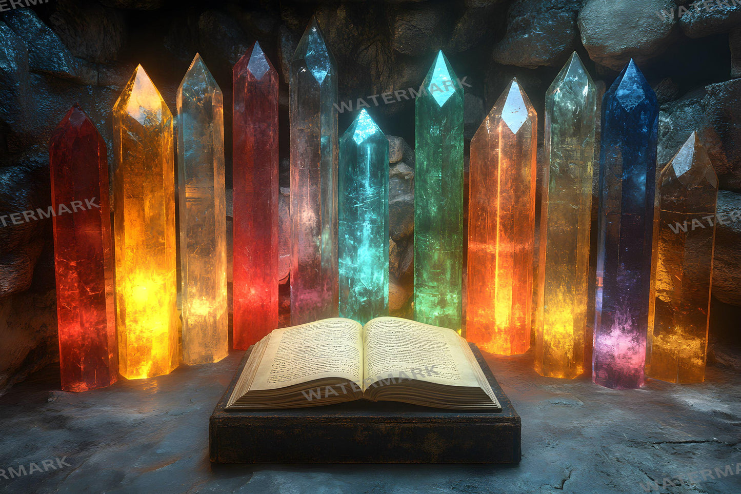 Cursed Crystal Chamber Backdrops, Fantasy Glowing Cave Digital Background, Magical Gemstone Cavern Photo Booth Prop, Dark Purple Scene