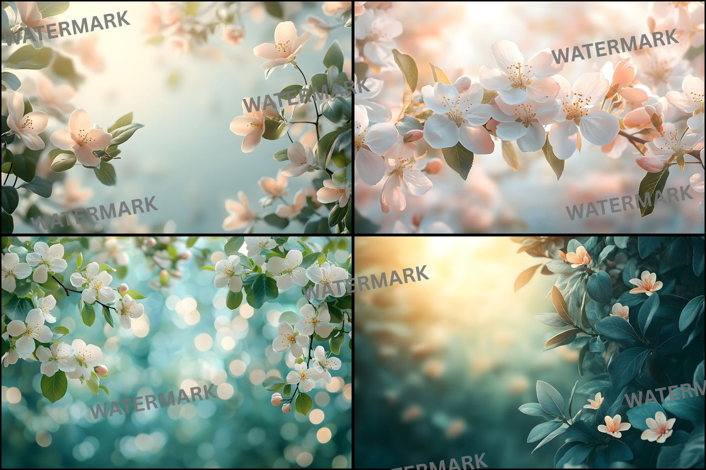 Spring Blossom Leaves Digital Backdrop, Nature Photography Background, Floral Photo Prop High-Res Image for Composites