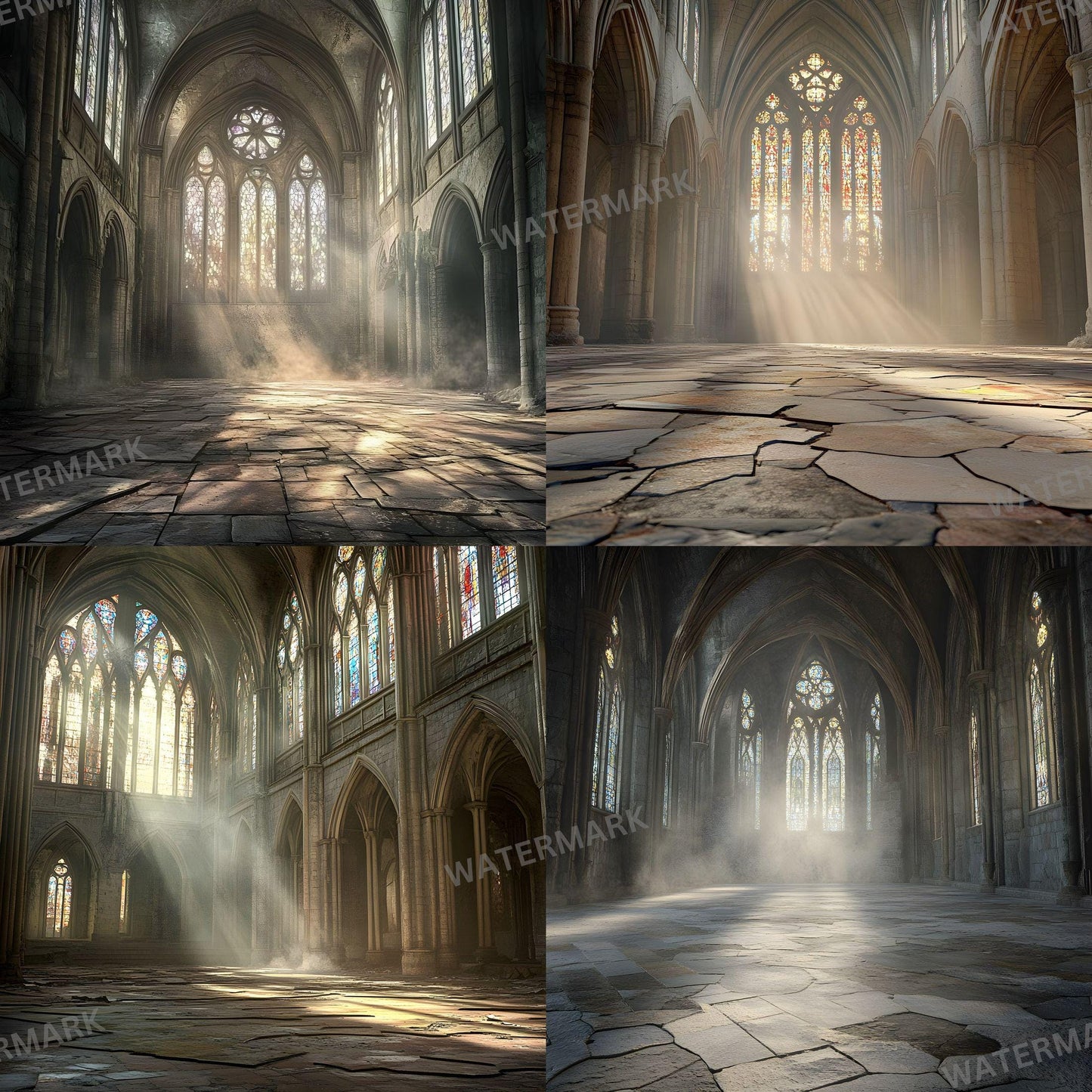 Abandoned Cathedral Digital Backdrops for Portrait Photography - 96x96px Photoshop Composites