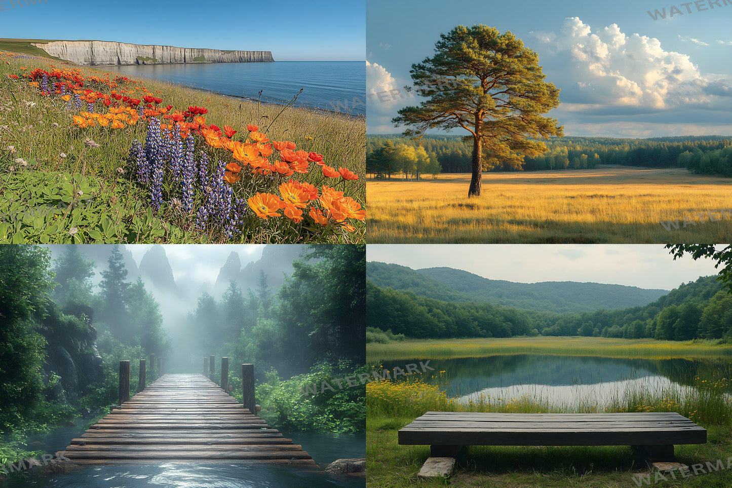 Natural Landscape Backdrops - Scenic Nature Digital Backgrounds - Forest, Mountains, Lakes, and Fields Backgrounds - Nature Wallpaper
