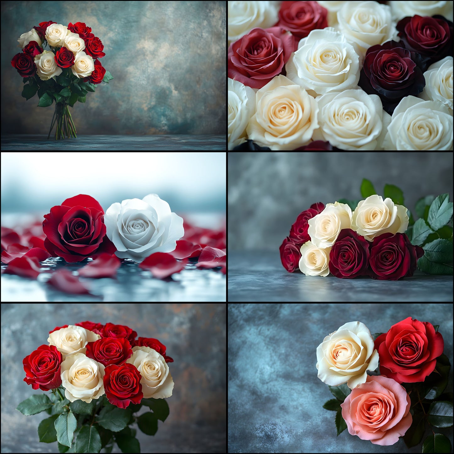 White Red Roses Photography Backdrop, Classic Floral Background, Wedding Photo Booth, Digital Download, for Stunning Portraits