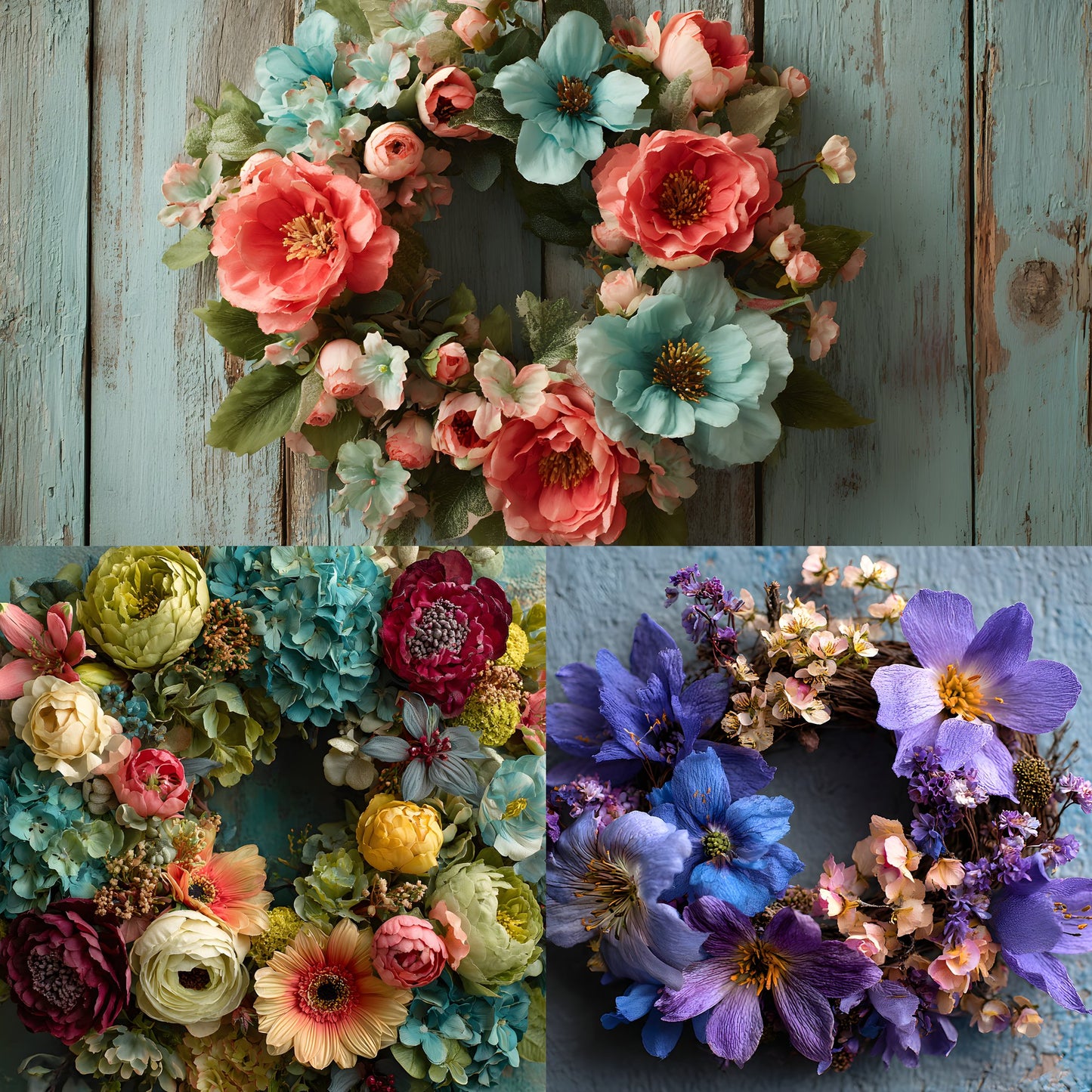 Newborn Digital Backdrop Floral Wreath, Baby Photography Background, Photo Prop, Infant Composite, Flower Circle, Fine Art Portrait Template