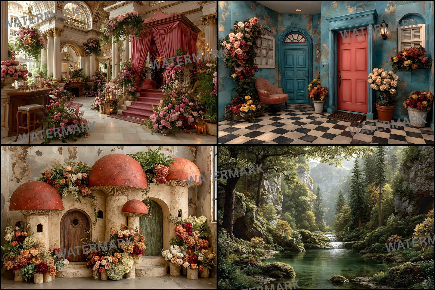 Alice in Wonderland Backdrop Digital Download, Whimsical Background for Photography, Fantasy Party Photo Booth, Storybook Theme