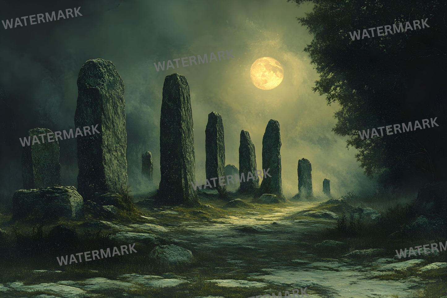 Ancient Stone Circle Digital Backdrop, Mystical Clearing Backgrounds for Photography, Fantasy Photo Overlays, Scenic Portrait Photography