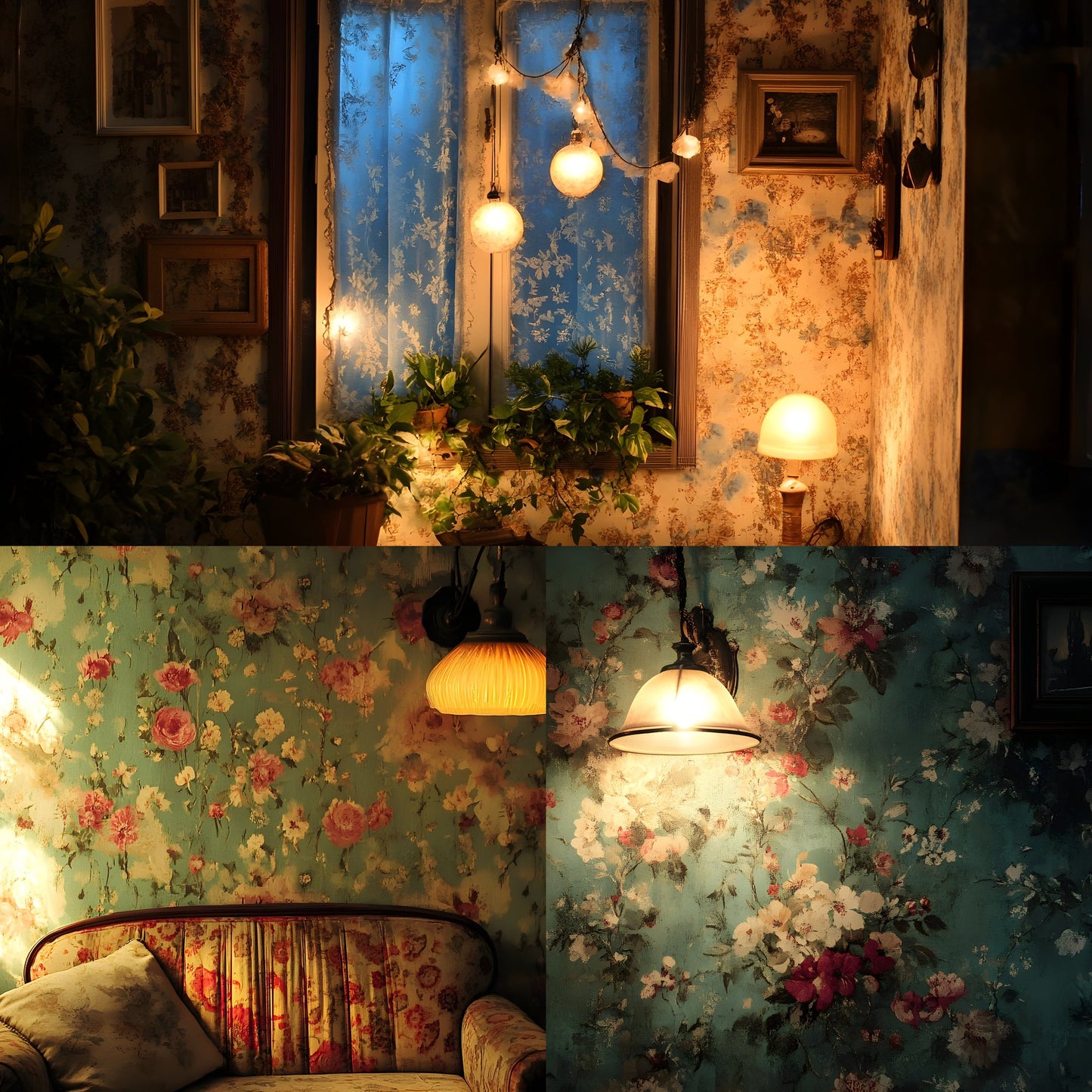 Vintage Wallpaper Room Backdrops, Photography Backgrounds, Digital Download for Portrait Photography, High-Resolution Images