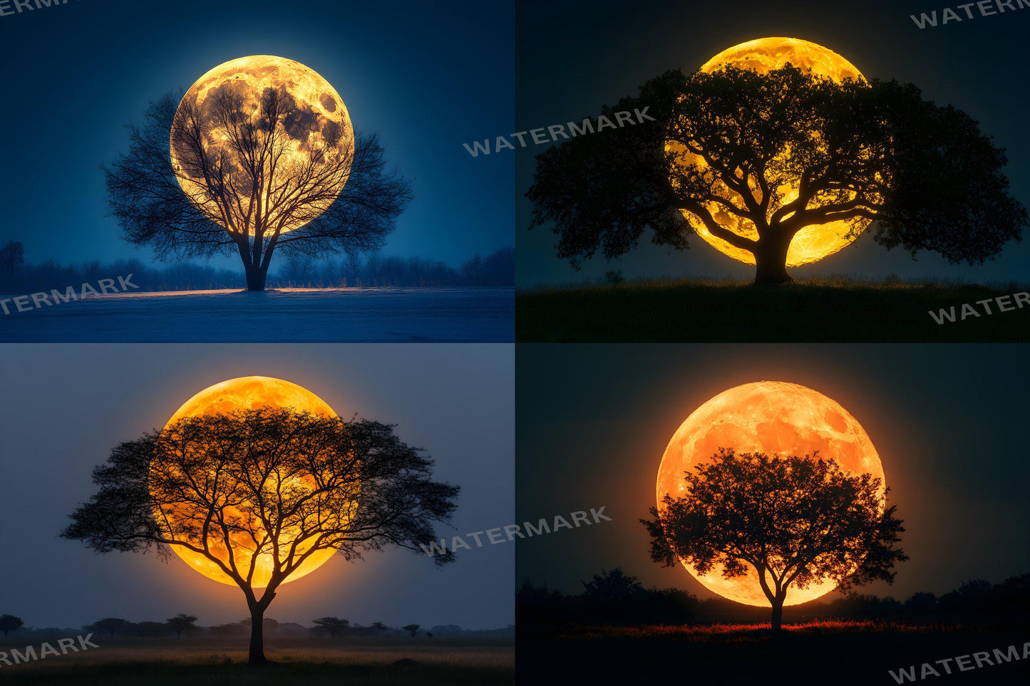 Full Moon Backdrops | Lunar Night Sky Digital Backgrounds | Moonlight Scene Photography | Witchy Halloween Moon | Photoshop Composite