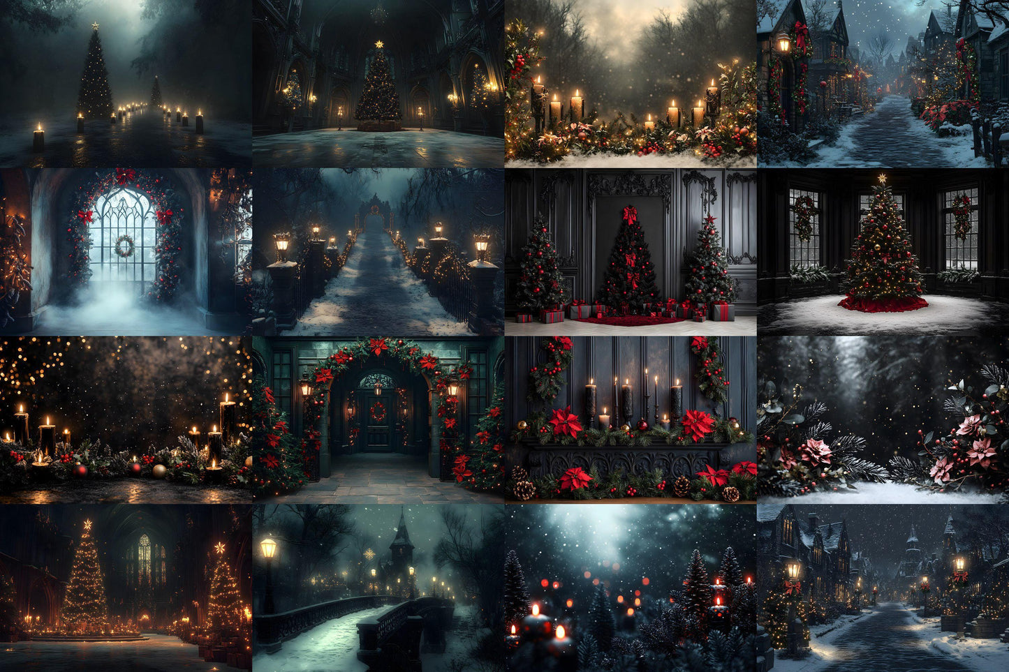 Gothic Christmas Backdrops, Black Christmas Backgrounds, Gothic Festive Dark Hue Xmas, Photography, Photoshop - 3:2 Ratio - 00x00px
