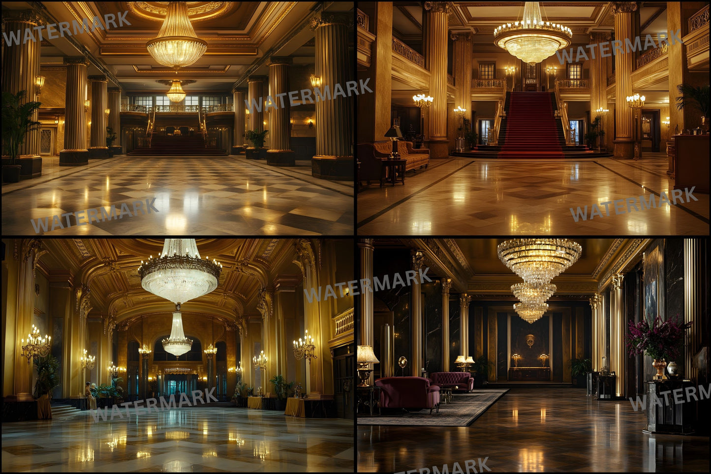 Art Deco Hotel Lobby Digital Backdrop, Elegant Photography Background, Vintage Inspired Photo Prop, for Composites, High-Resolution Images