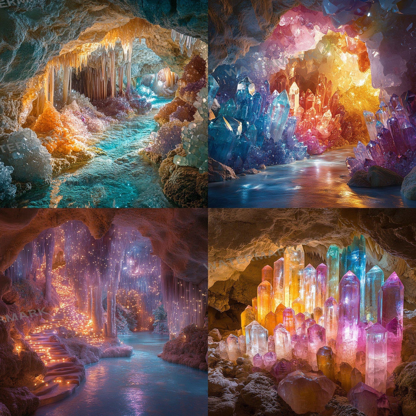 Crystal Fairy Cavern Digital Backdrops - High-Resolution PNGs for Creative Photography 96x96px Commercial Use