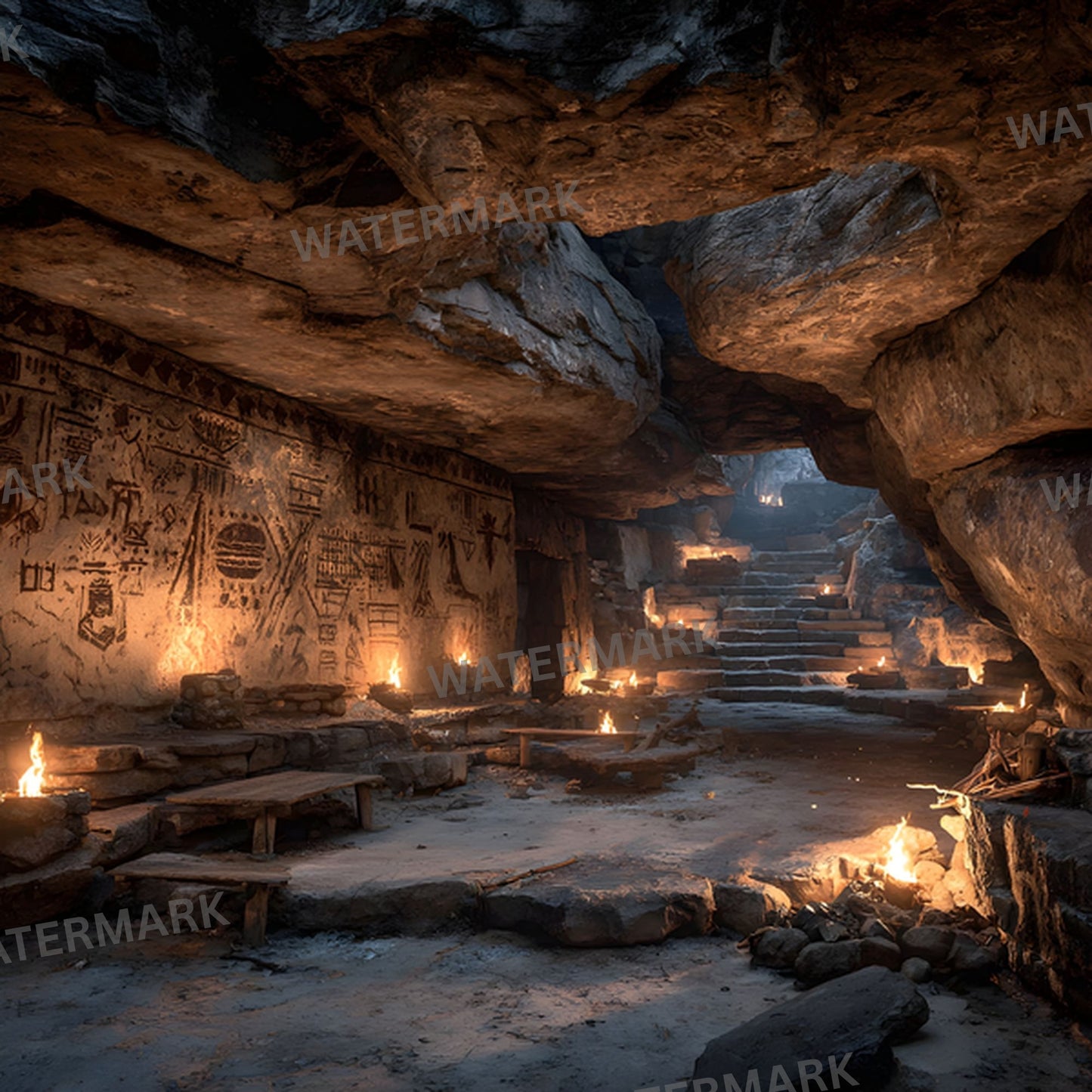 Ancient Cave Art Digital Backdrop, Burger Deity Background, Square Photography Prop, Unique Foodie Photo Booth, Prehistoric Restaurant Menu Design