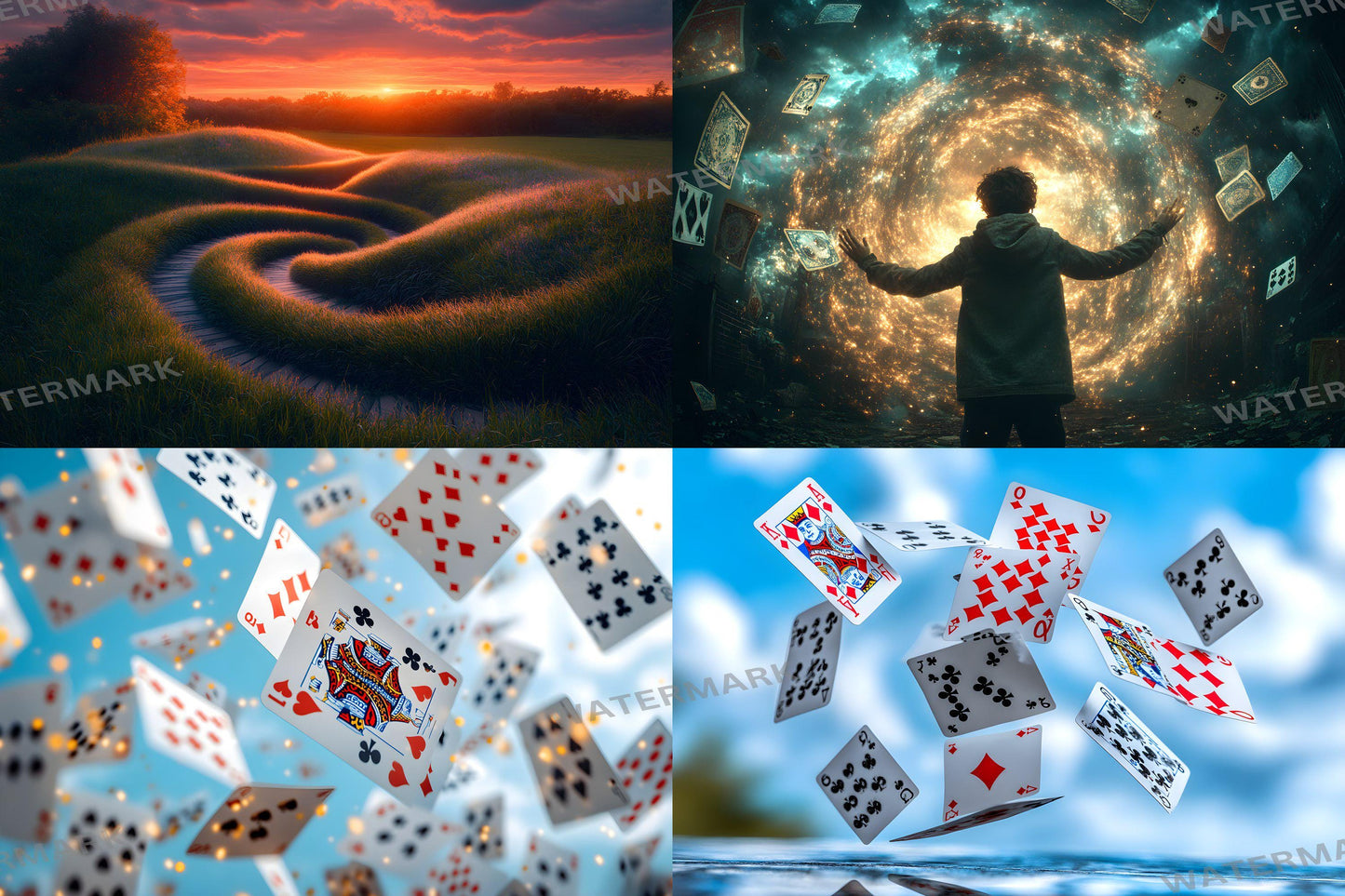 Alice in Wonderland Images | 3Playing Card Cascade Digital Backdrops | Fantasy Wonderland | Photography Backdrops, Alice Backgrounds