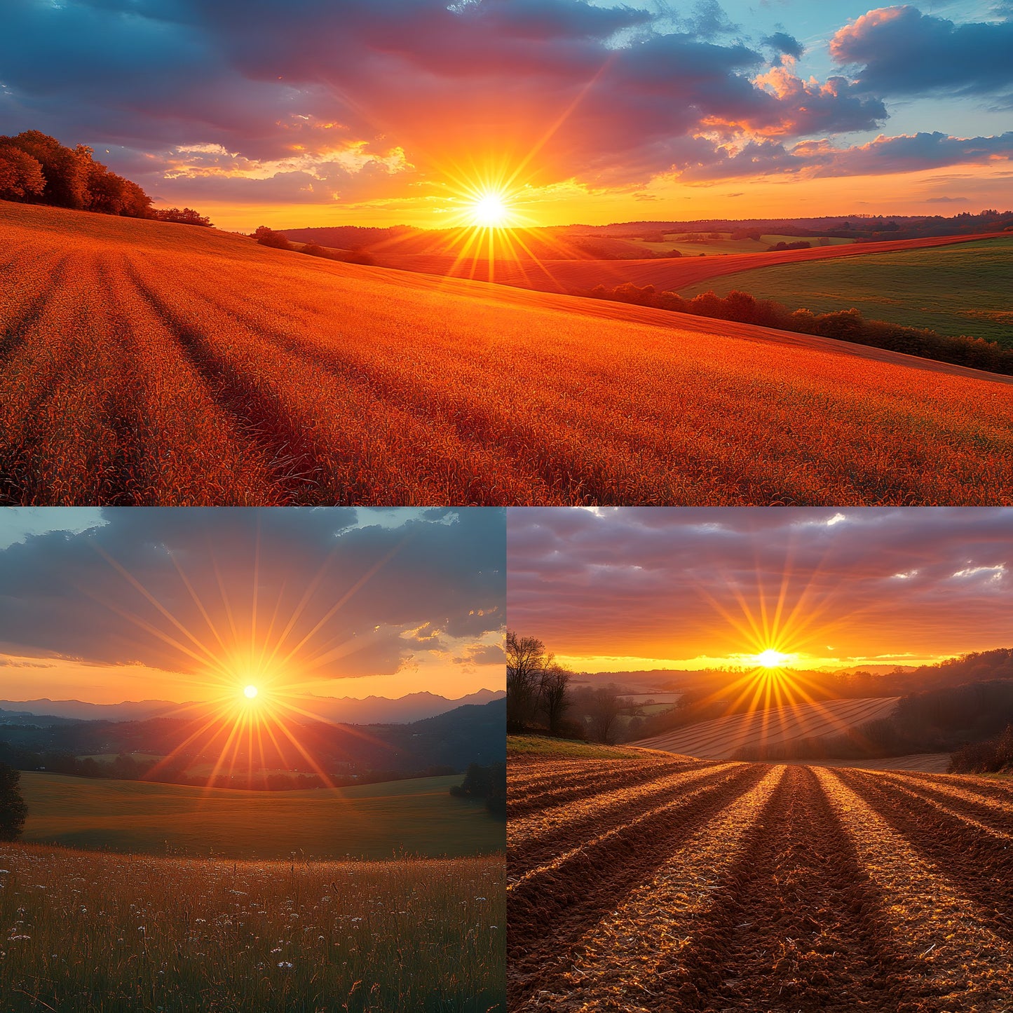 Sunset Pastoral Photography Backdrop, Warm Light Digital Background, Photo Prop, Golden Hour Scene, Dreamy Printable Image Set