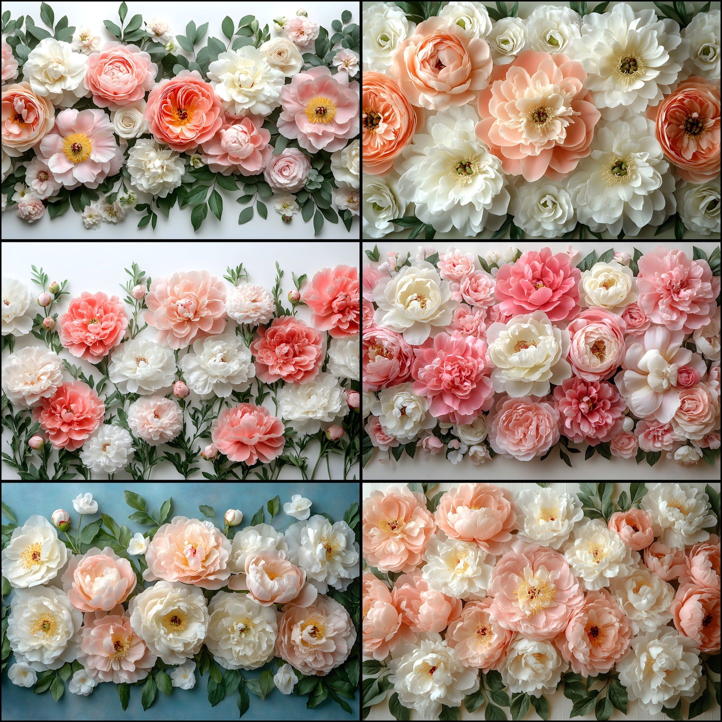 Peony Blush Floral Wall Digital Backdrop, Wedding Photography Background, Flower Photo Booth, Portrait Photography, Peonies, High Res Images