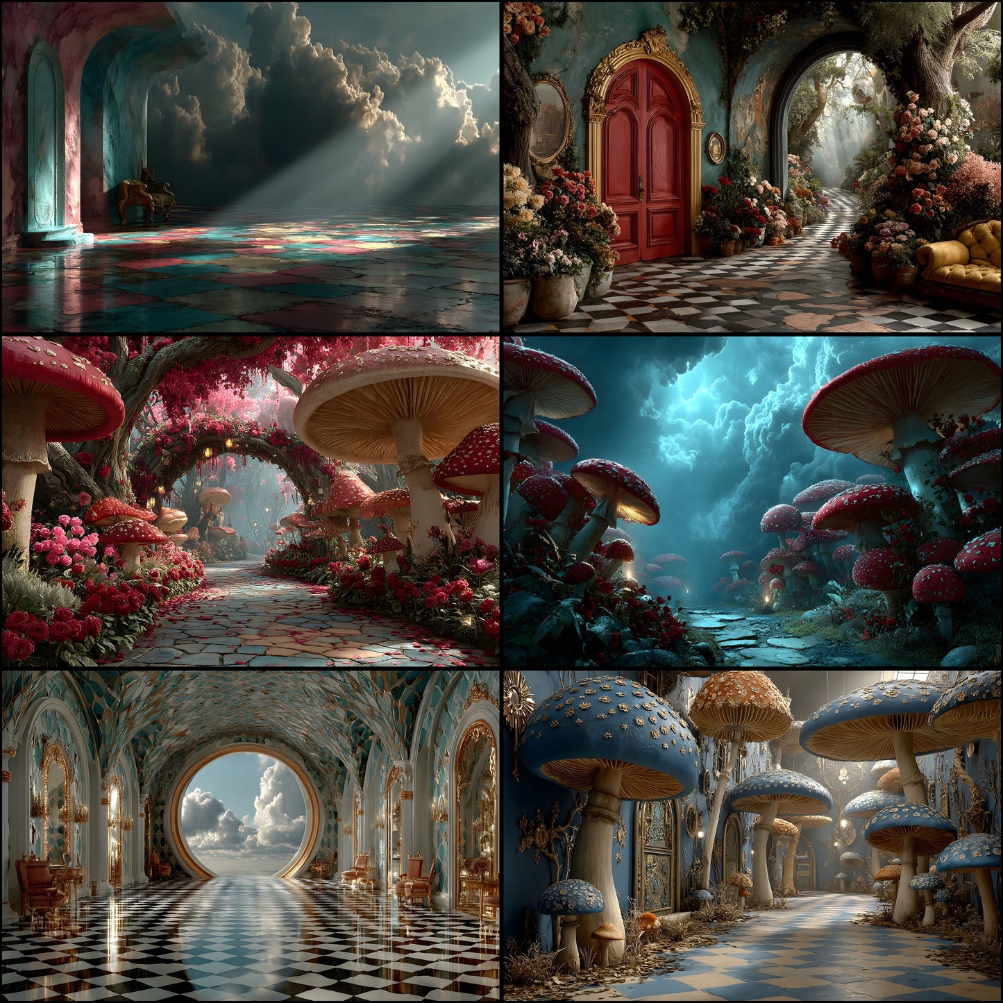 Alice in Wonderland Backdrop Digital Download, Whimsical Background for Photography, Fantasy Photo Prop, Storybook Party Decor, Printable Art