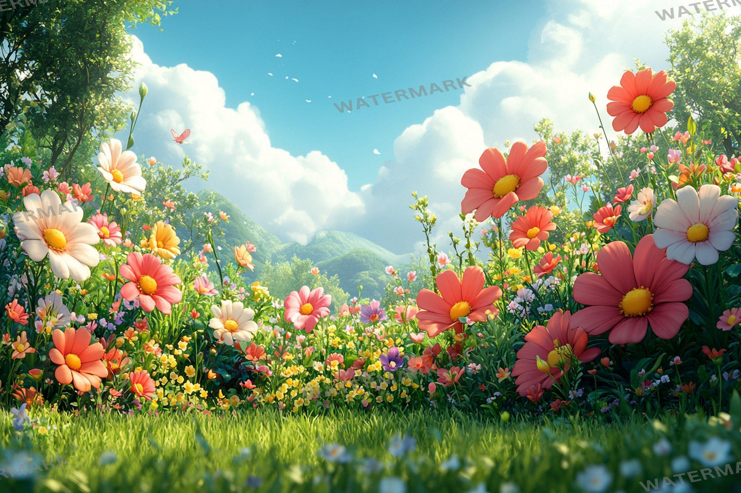Whimsical Flower Garden Backdrops ��������� Lush Floral Photography Backdrops for Dreamy & Ethereal Portraits - Floral Backdrops and Backgrounds