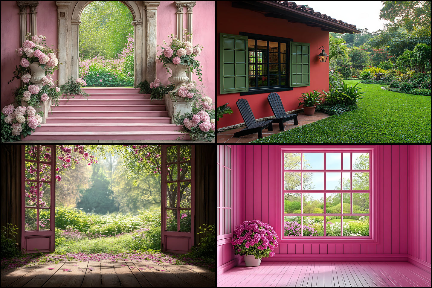Royal Pink Garden Digital Backdrop, Photography Background, Floral Photo Booth, Springtime Scene, Portrait Photography, High-Res Images