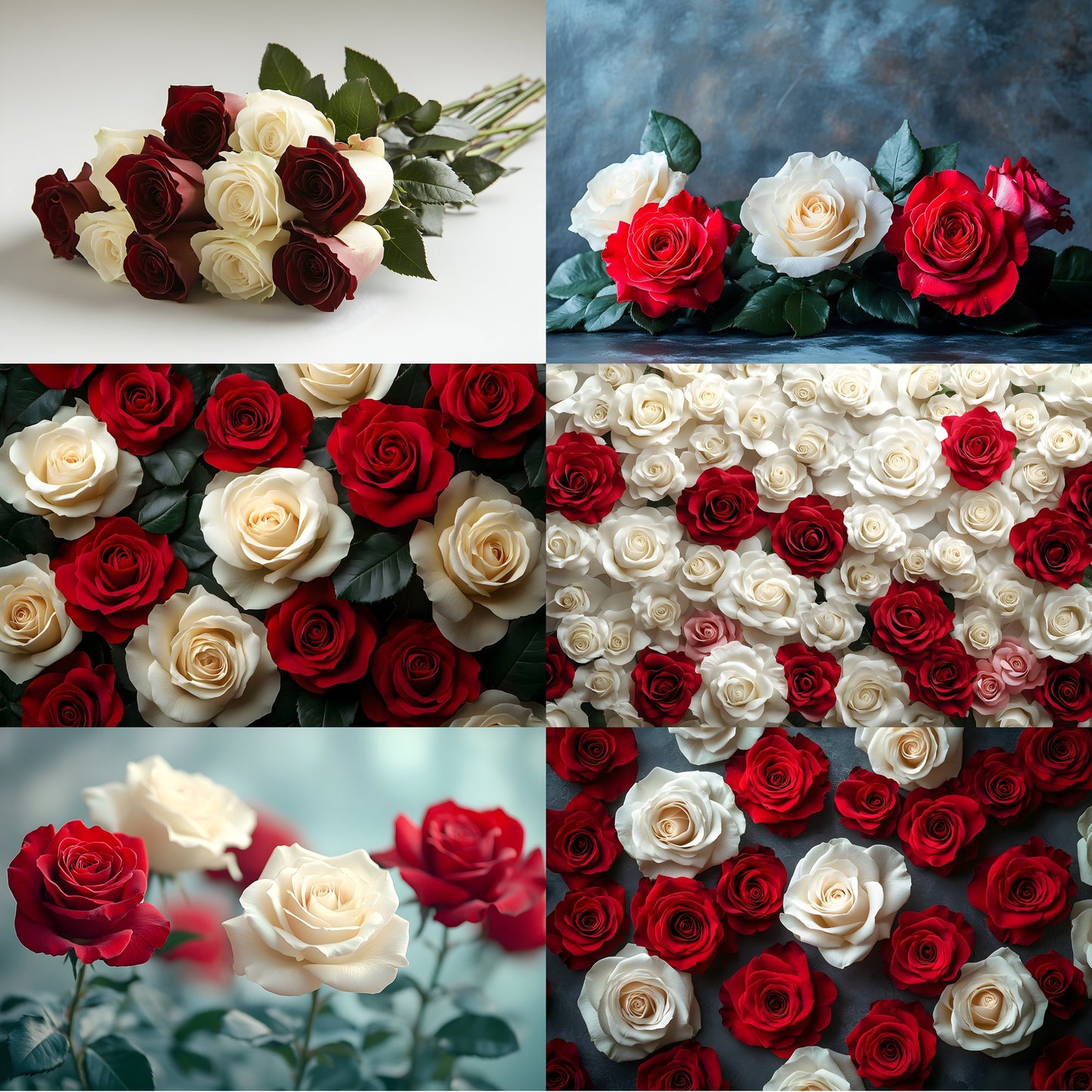 White Red Roses Photography Backdrop, Elegant Floral Background for Portraits, Wedding Photo Booth, Digital Download, Ratio