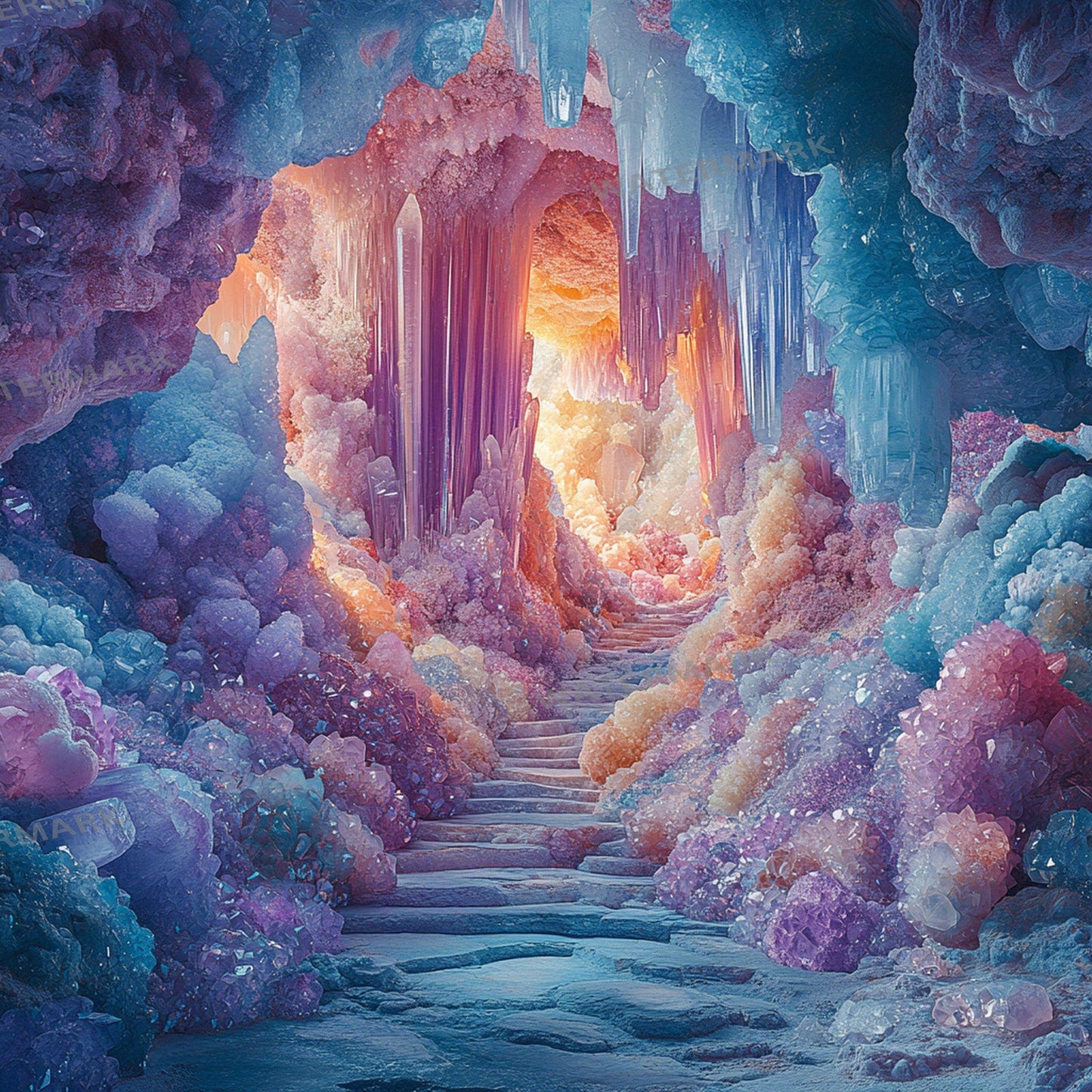 Crystal Fairy Cavern Digital Backdrops - High-Resolution PNGs for Creative Photography 96x96px Commercial Use
