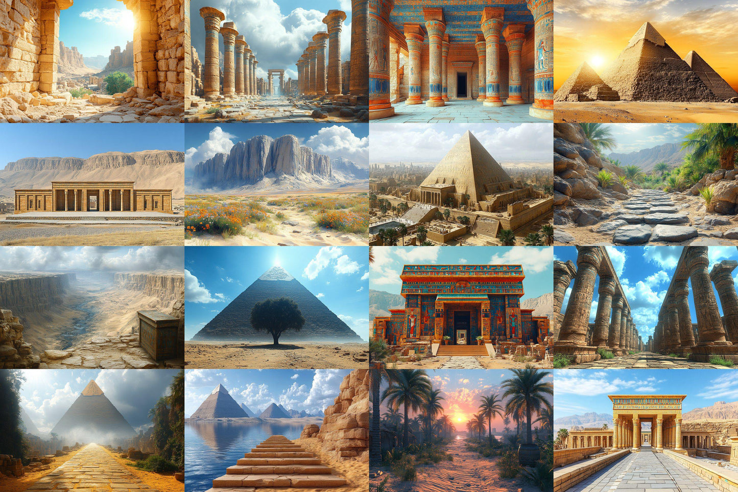 Ancient Egyptian Backdrops - Pyramids Temples Photography Backgrounds - Pharaohs Ruins Historical Scenes - Digital Download