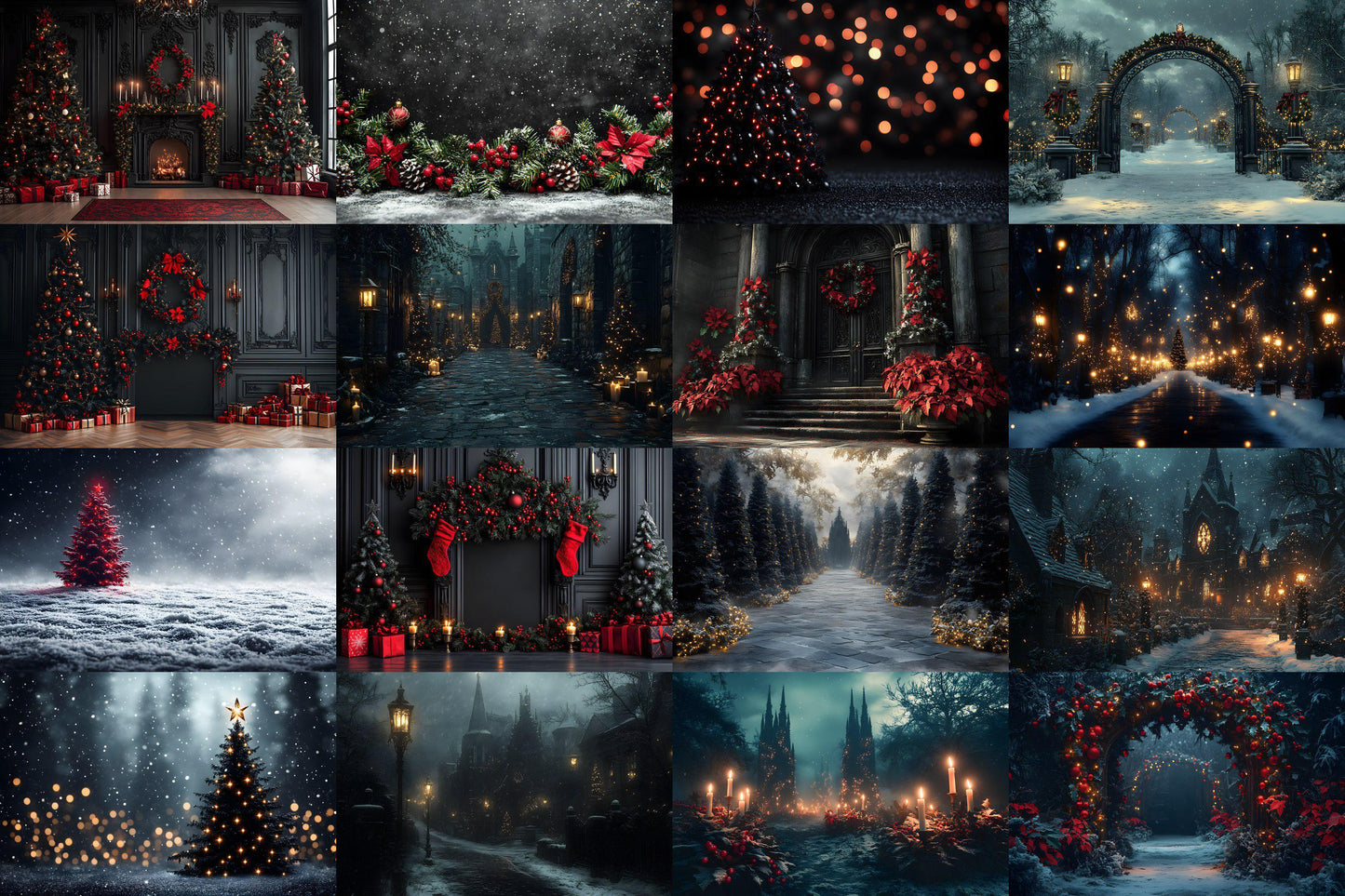 Gothic Christmas Backdrops, Black Christmas Backgrounds, Gothic Festive Dark Hue Xmas, Photography, Photoshop - Gothic Backdrops - 3:2