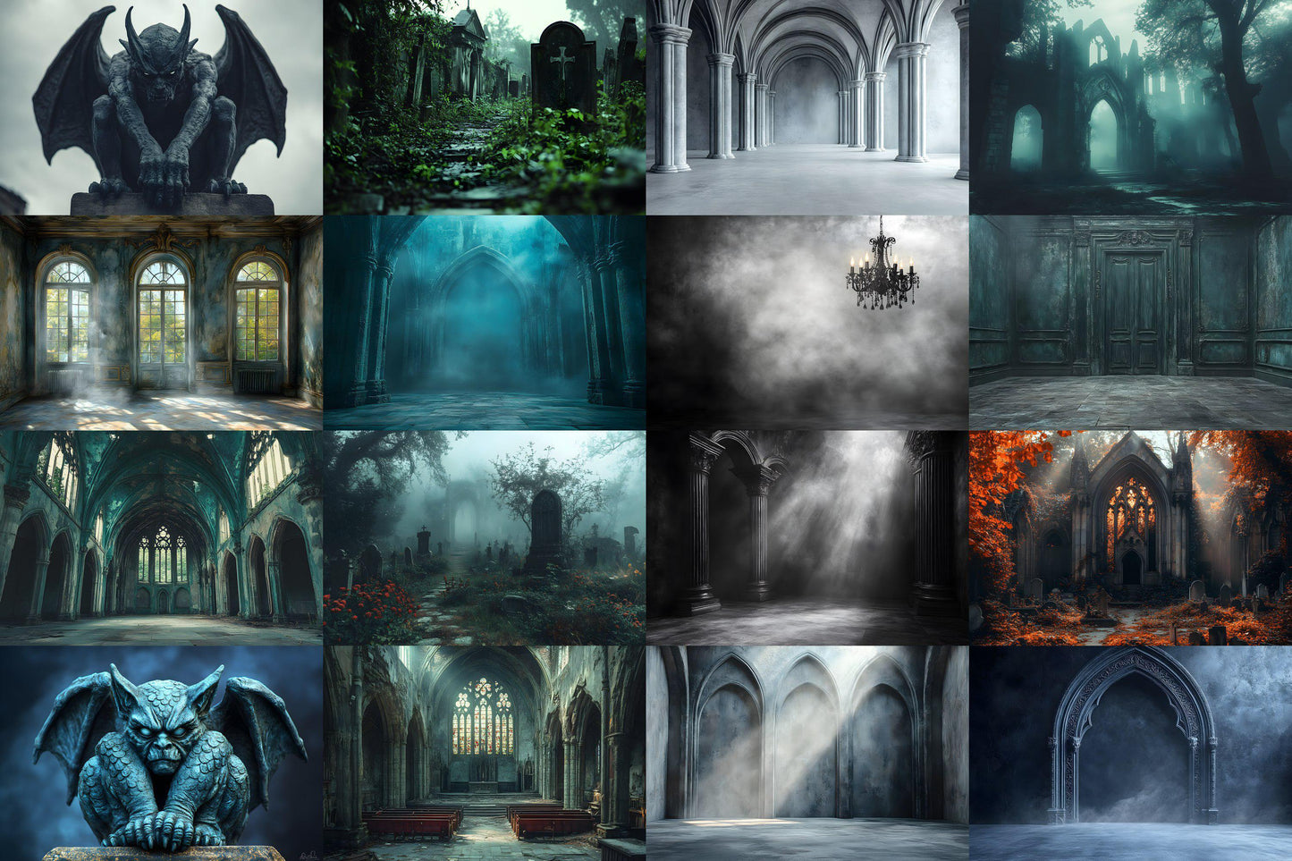 Gothic Backdrops for Photography, Dark Digital Backgrounds, Spooky Halloween Overlays, Gothic Scenes, and Photoshop PNGs