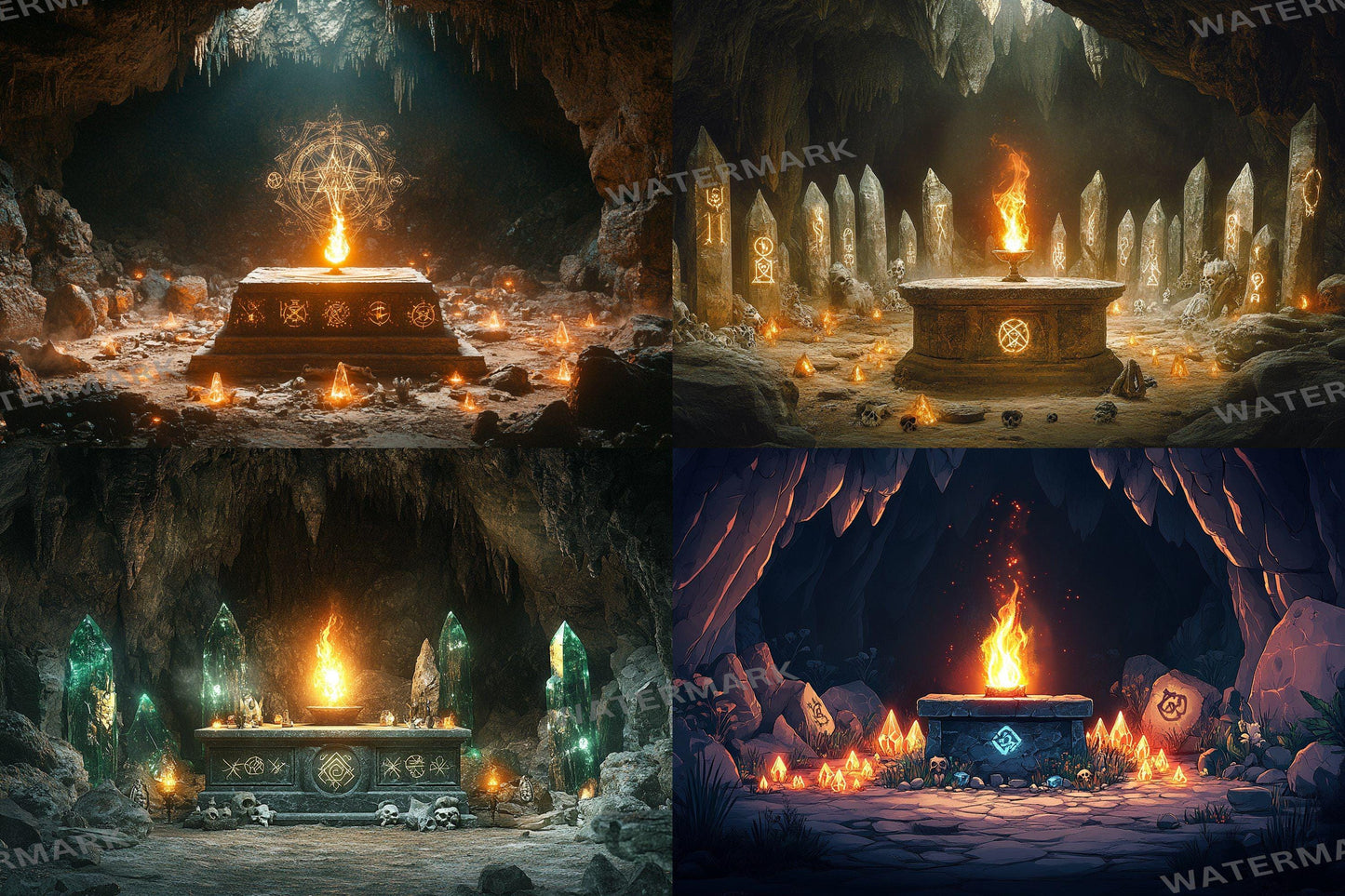 Ancient Cave Altar Backdrop: 3PNGs for Dark Fantasy Photography, Underground Ritual Chamber Scenes, Mystical Stone Digital Backdrops