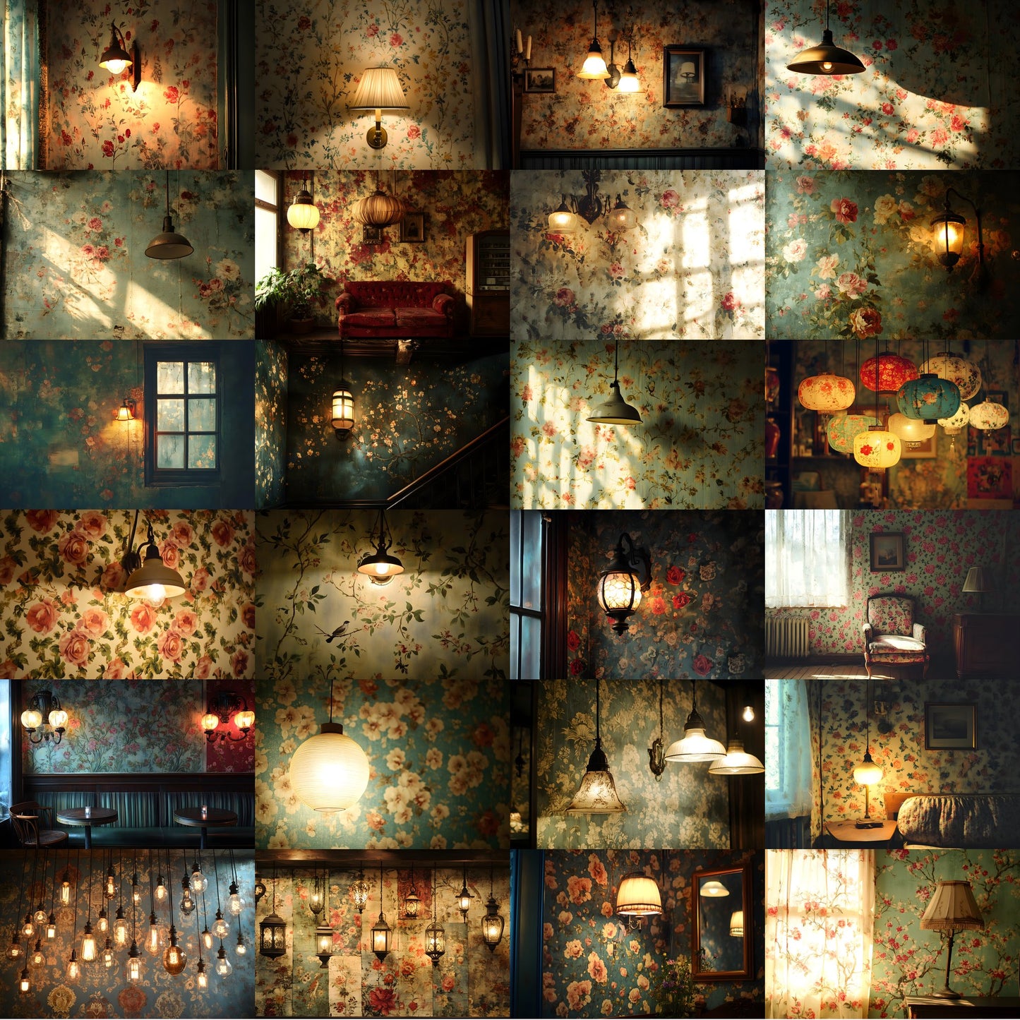 Vintage Wallpaper Room Backdrops, Photography Backgrounds, Digital Download for Portrait Photography,Texture Photo Booth Backdrop
