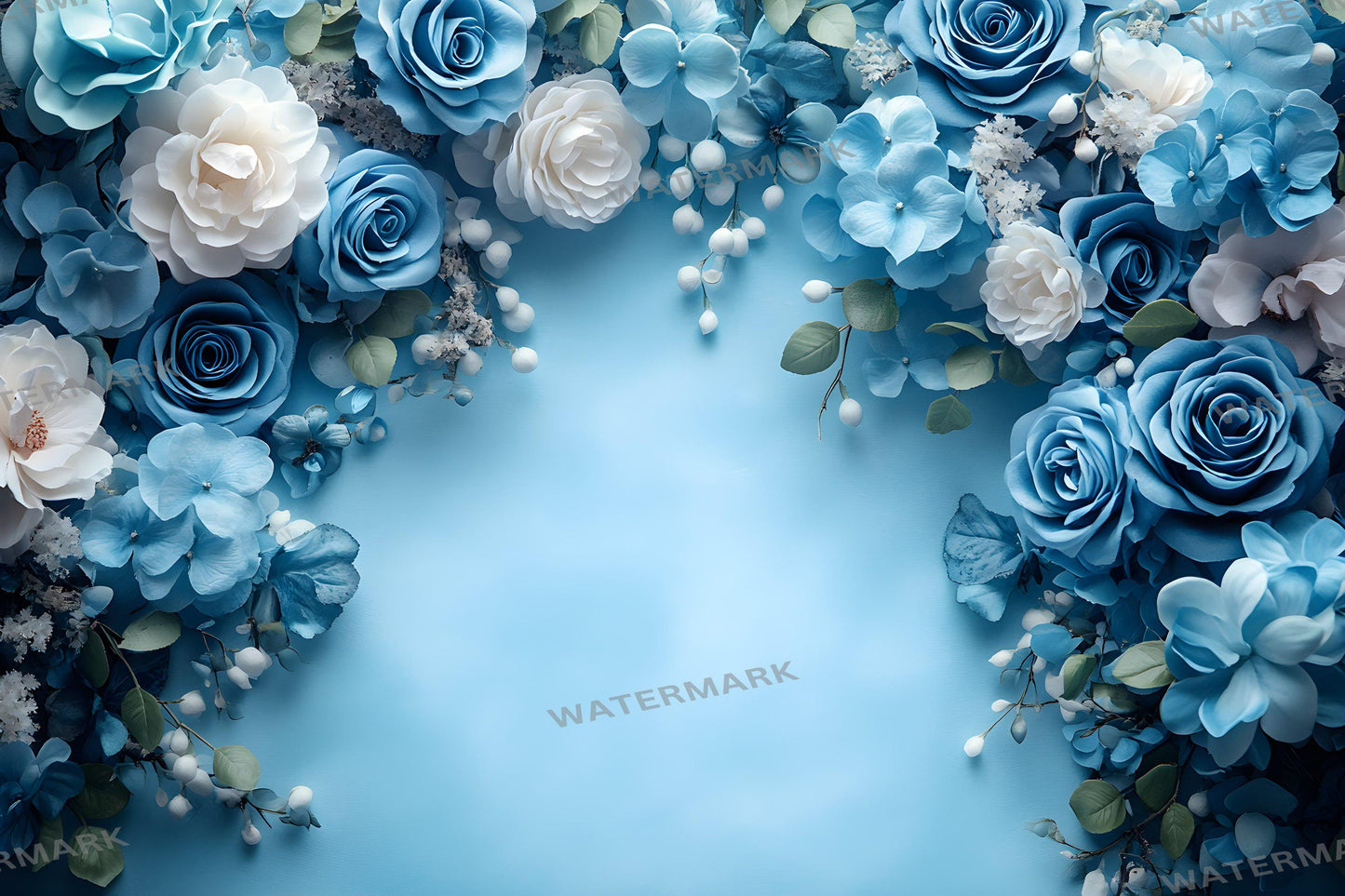 Blue Rose Garden Backdrops, Floral Fantasy Backgrounds, Dreamy Digital Overlays - Floral Backdrops - Wedding, Maternity Backdrop, Garden