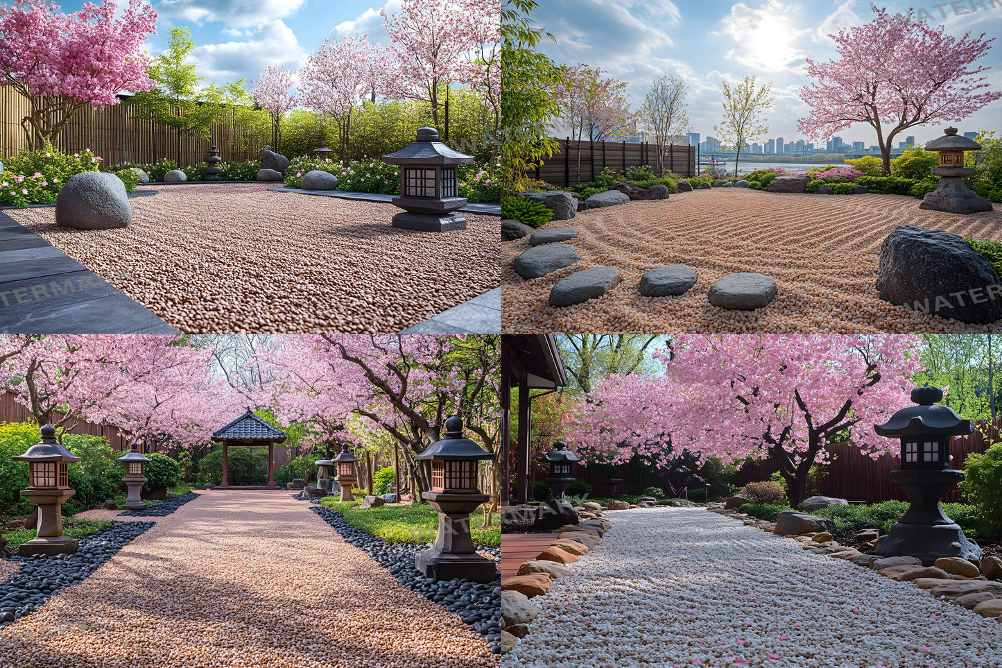 Zen Garden Backdrops, Tranquil Japanese Landscapes, Serene Rock Gardens, Peaceful Meditation Spaces, Digital Nature Art Backgrounds