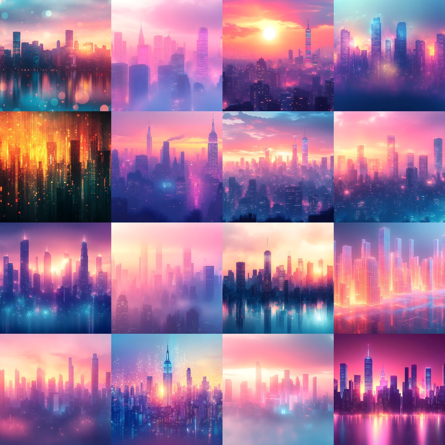 Abstract Skyline Digital Backdrop, Cityscape Photography Background for Composites, Modern Urban Photo Overlay, High-Resolution Image for Photographers