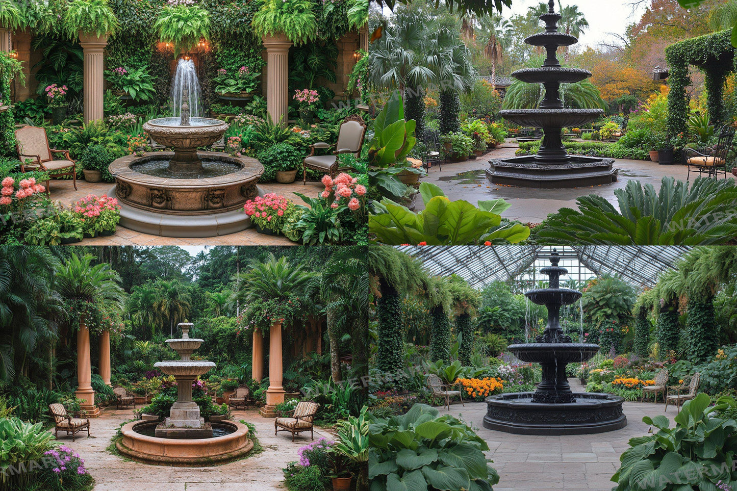 Victorian Garden Backdrop: 3PNGs for Portrait Photography Props, Historical Outdoor Photo Editing, Elegant Floral Digital Backdrops.