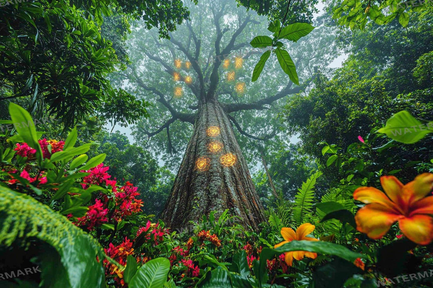 Amazonian Spirit Tree Digital Backdrops, Mystical Jungle Photography Backgrounds, Enchanted Rainforest Scenery - Magical Tree Backgrounds