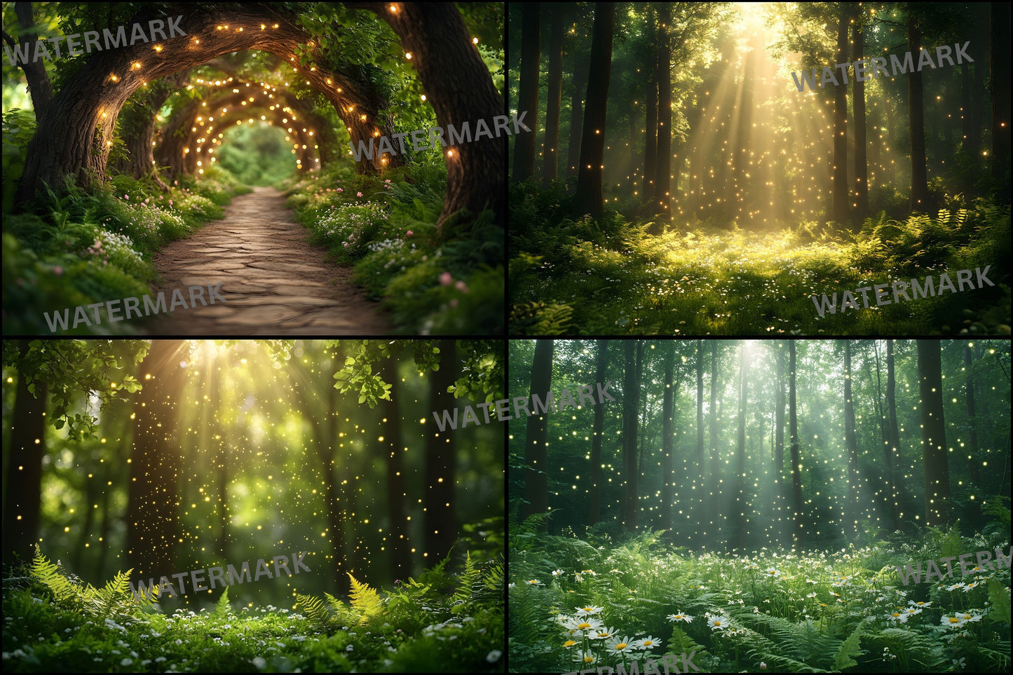 Whimsical Forest Wedding Backdrop Collection, Enchanted Woods Digital Backgrounds for Photographers, Fantasy Photography, Dreamy Scene Set