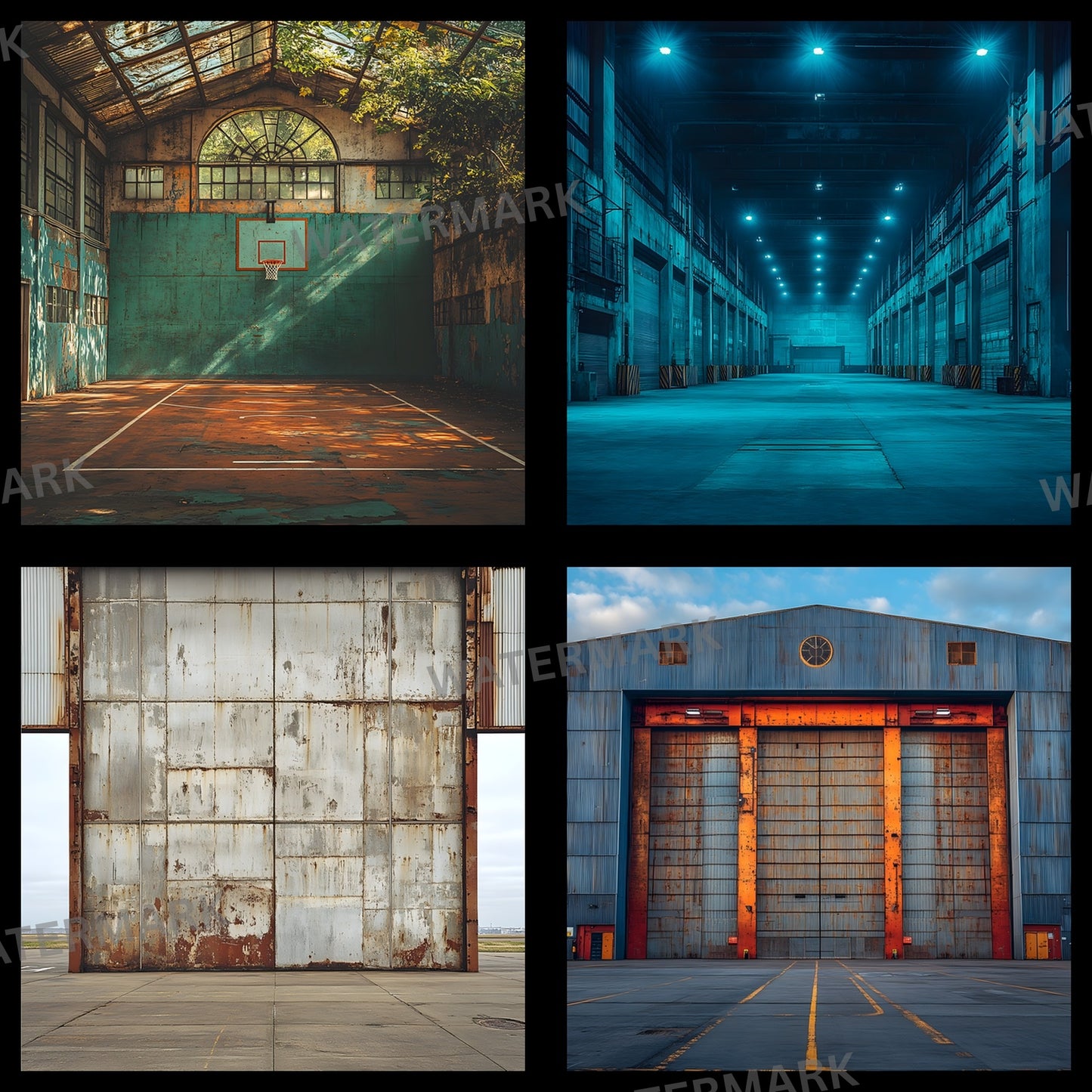 Warehouse Sports Digital Backdrop, Grunge Industrial Background for Photography, Photo Booth Prop, Sports Team Photo Overlays