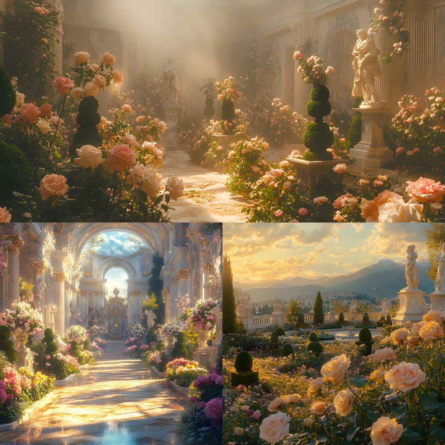 Baroque Garden Digital Backdrop Set, Topiary Photography Backgrounds, Lush Photo Overlays, Elegant Portrait Photography