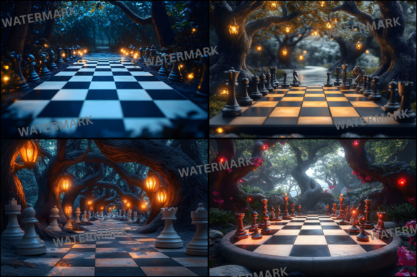 Alice in Wonderland Chessboard Backdrop, Fantasy Wonderland Background, Digital Download for Photography, Portrait, and Event Backdrops