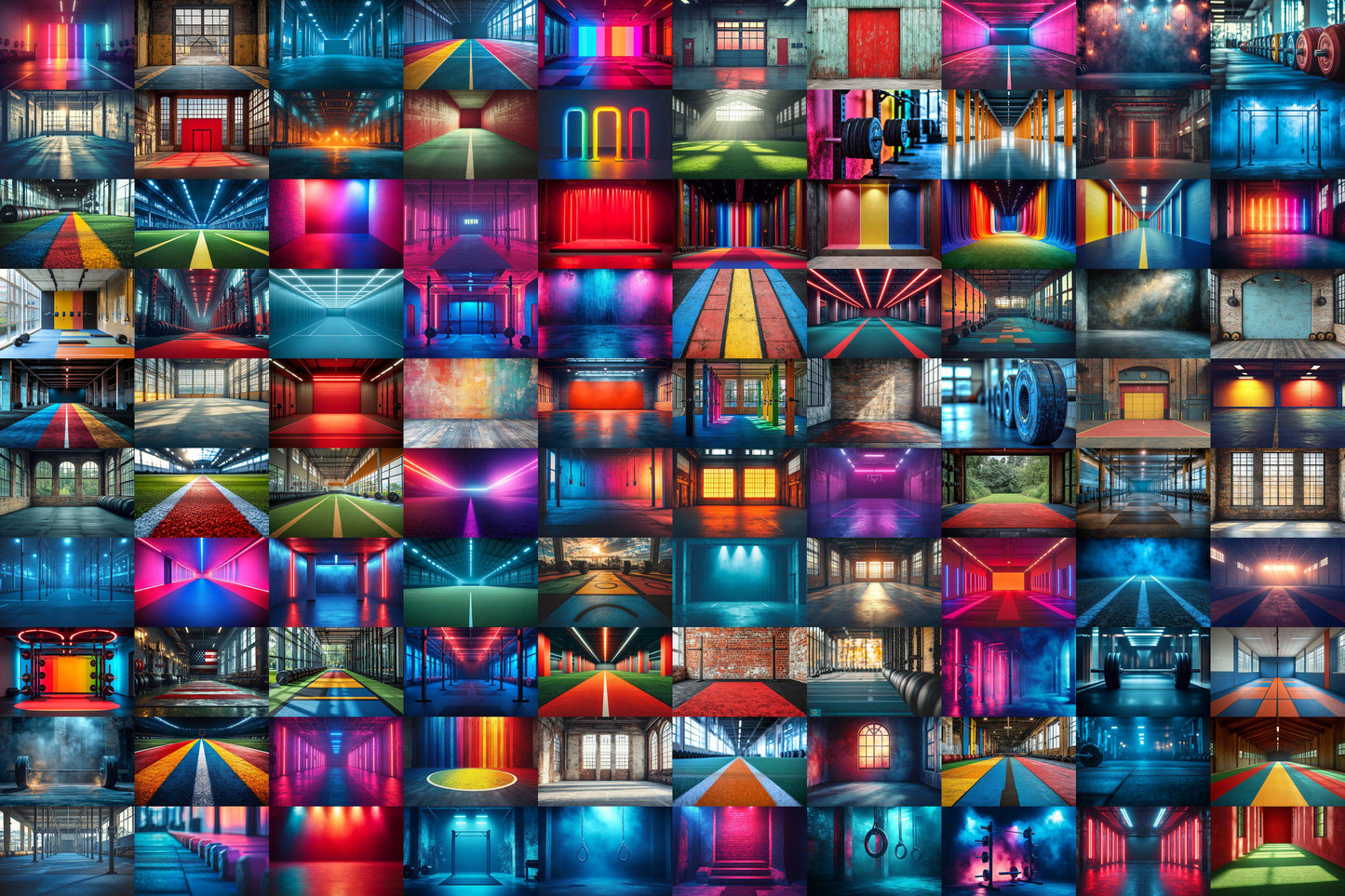 Crossfit Studio Backdrops, Modern Fitness Gym Interiors, Industrial Workout Spaces, Athletic Training Digital Backgrounds