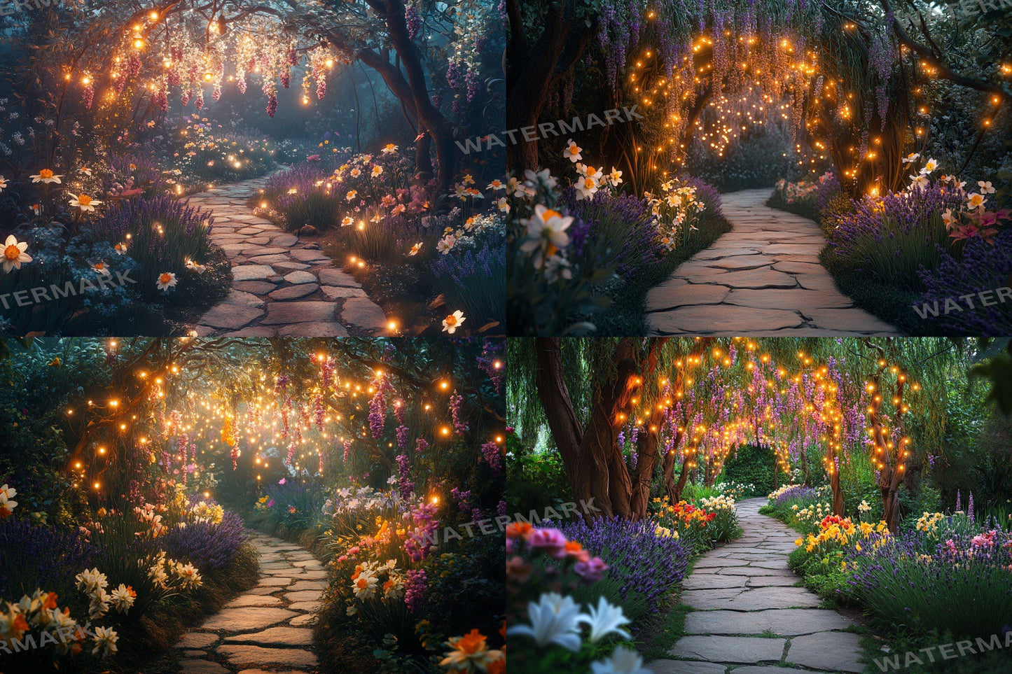 Fairy Garden Pathway Backdrop: PNGs for Magical Photography, Whimsical Forest Setting, Enchanted Path Digital Backdrops
