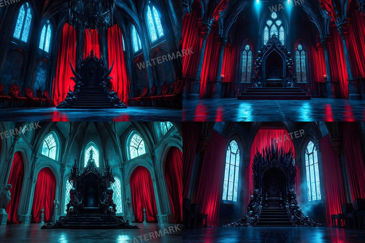 Gothic Throne Backdrops - 12 High-Resolution PNG Designs 00x00px for Dark Fantasy Aesthetic Commercial Use