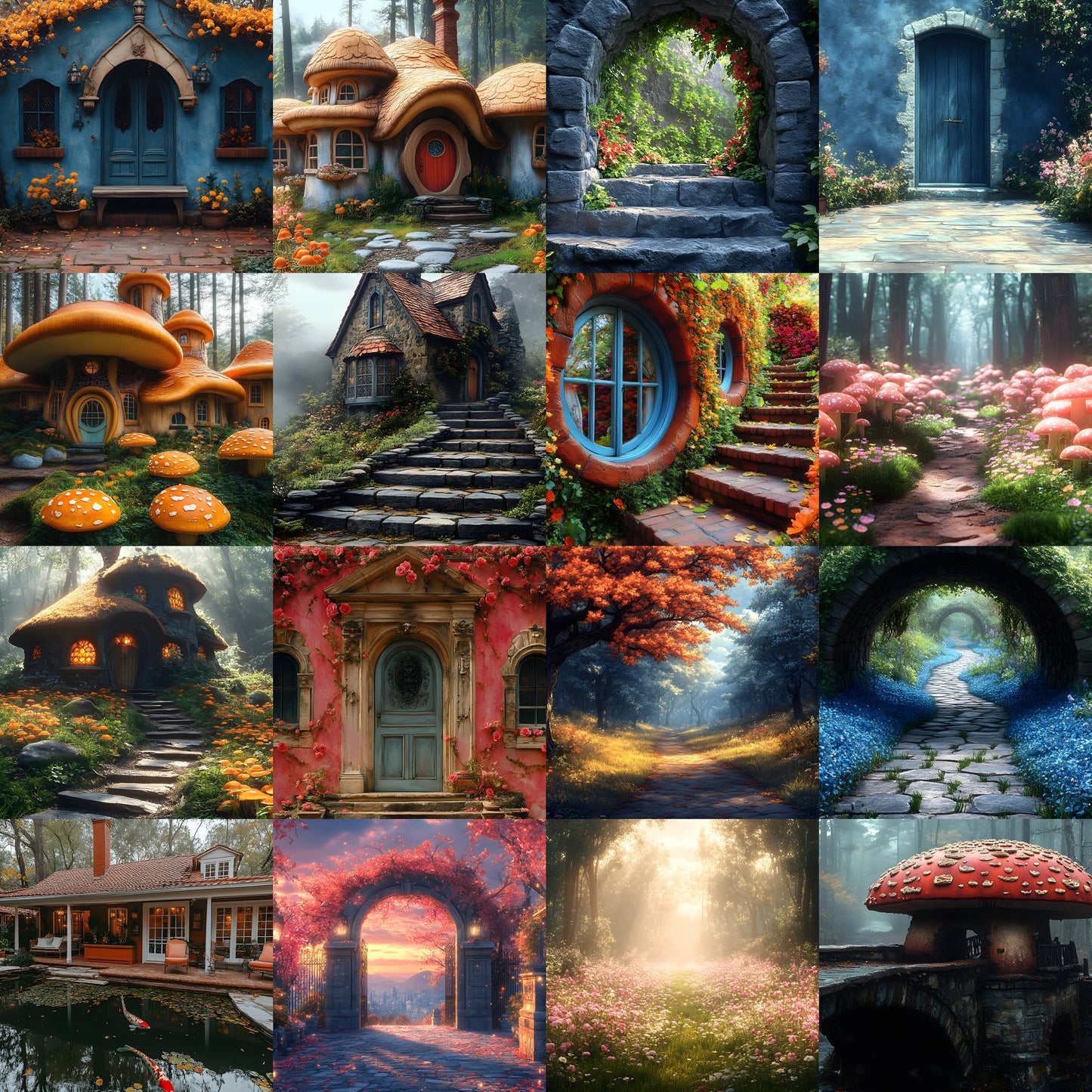 Alice in Wonderland Backdrop Set, Fantasy Photography Backgrounds, Digital Download for Newborns, Kids, and Storybook Theme Photoshoots