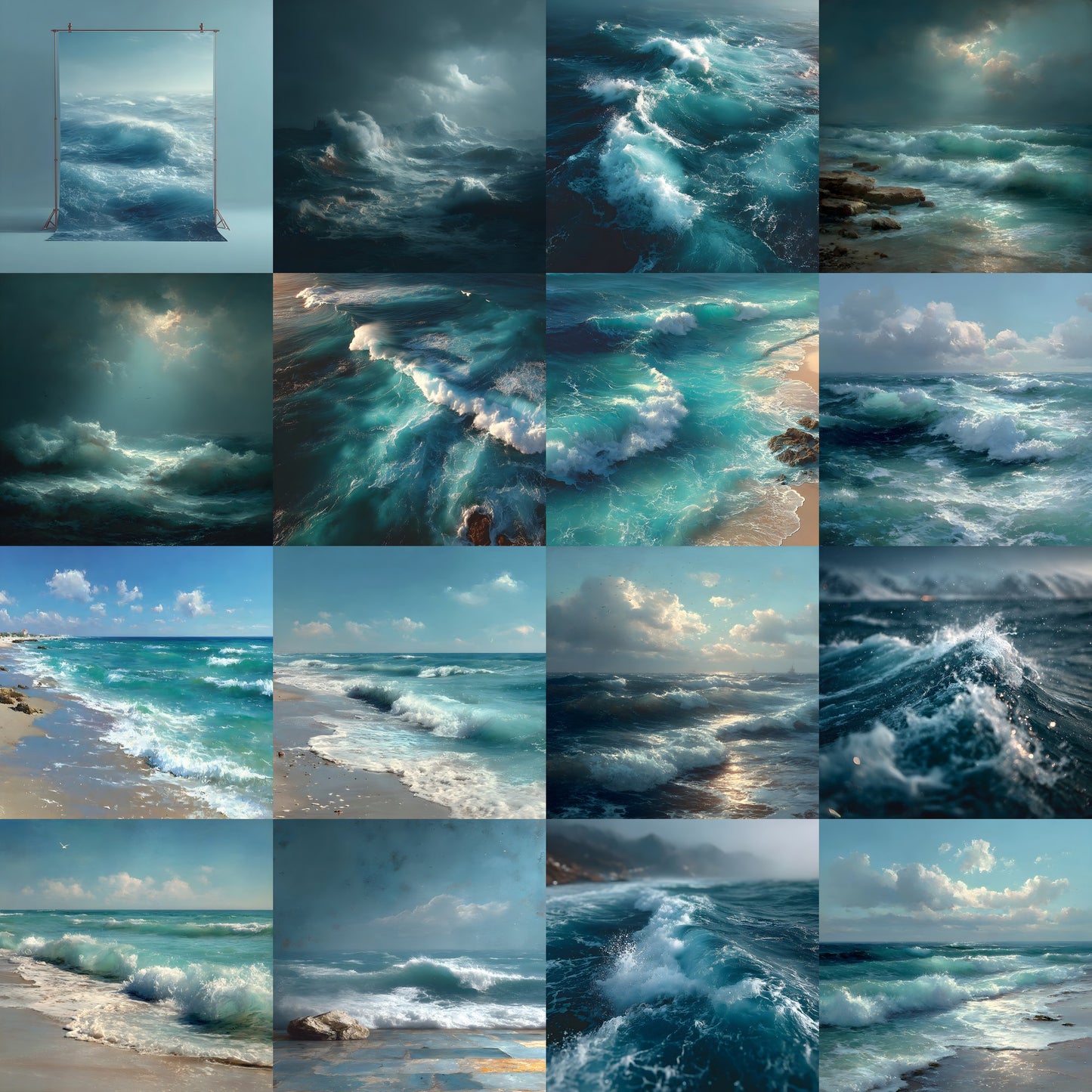 Ocean Photography Backdrop, Square Ocean Waves Background, Summer Photo Booth Prop, Digital Download for Social Media, Beach Backdrop, Ocean Lover Gift
