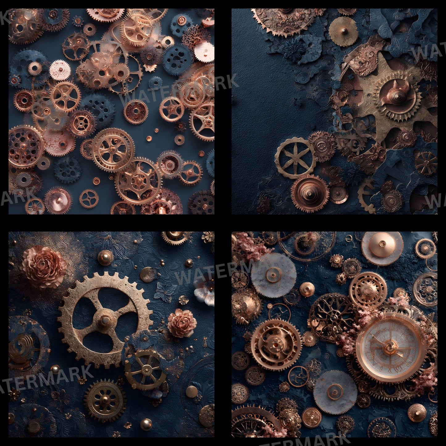 Rose Gold Steampunk Backdrop, Machine Cogs Background, Digital Download for Photography, Photo Booth Prop, Fantasy Art, Sci-Fi Design