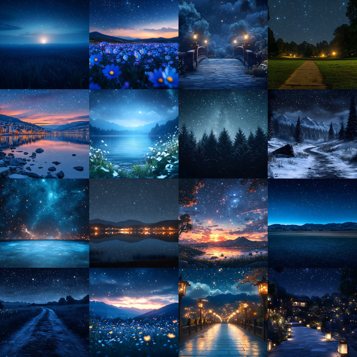 Starry Night Digital Backdrop Bundle, Dreamy Backgrounds for Photography, Celestial Photo Overlays, Magical Night Sky Scenes, LBXD