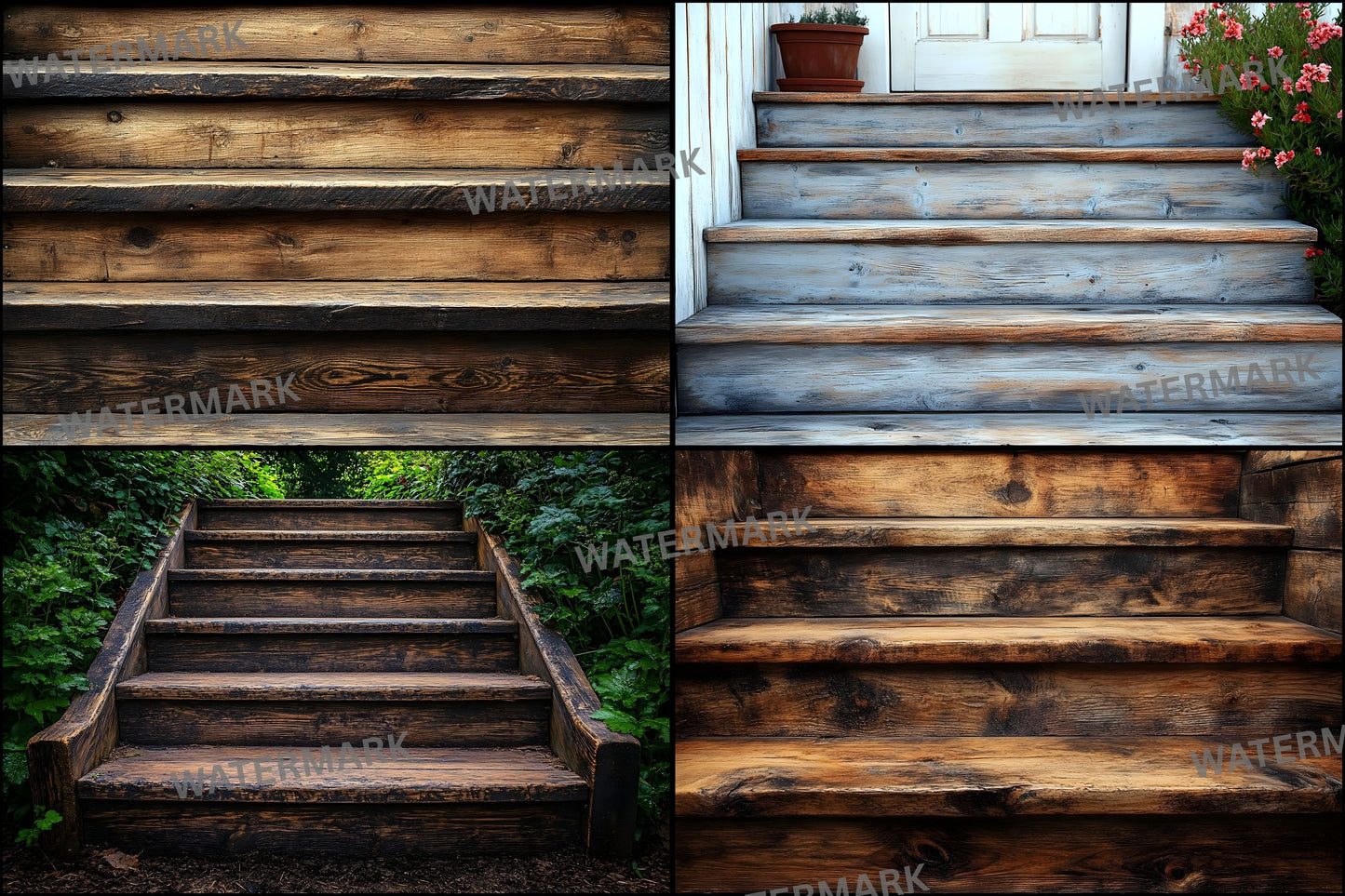 Rustic Wooden Staircase Digital Backdrop, Vintage Photography Background for Portrait Landscape, Fine Art Photography, Fairytale Scene