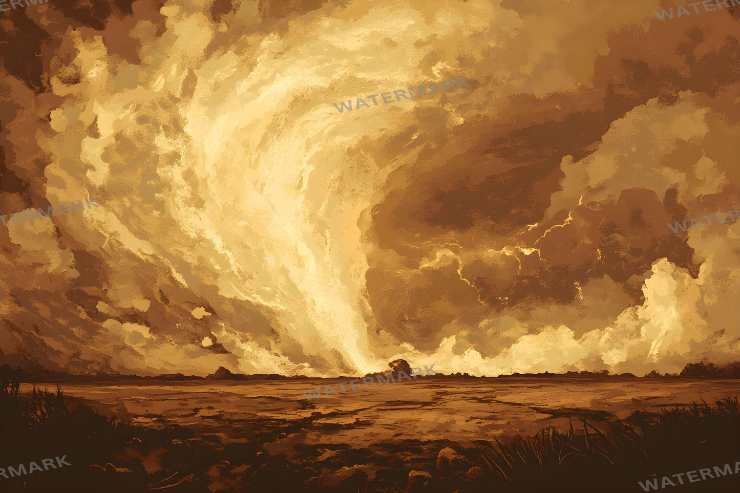 Tornado Swirling Above Kansas | Fantasy Green Cityscape Images | 1Magical Oz Backdrops | Dorothy Wizard of OZ Backdrops
