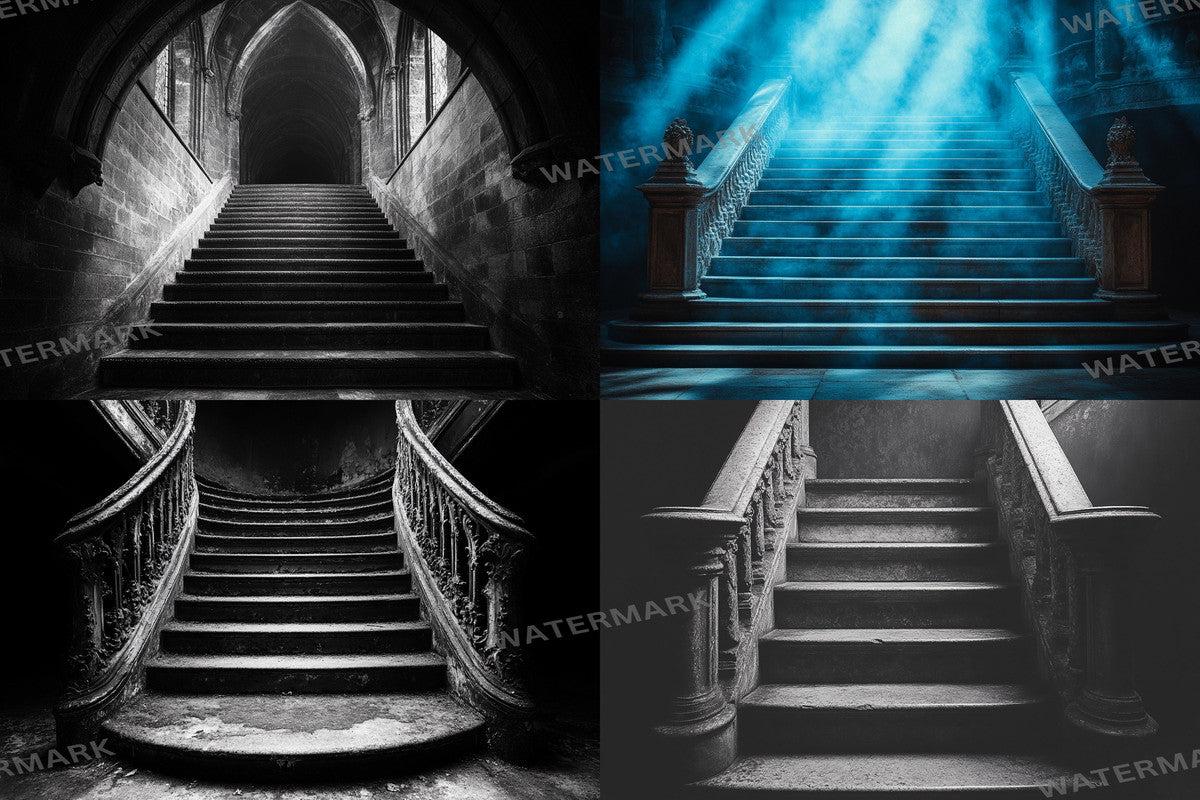 Dark Stone Staircase - Gothic Photography Backdrop - Photoshop Overlay - Haunted Background - Fantasy & Photo Editing - Gothic Backdrops