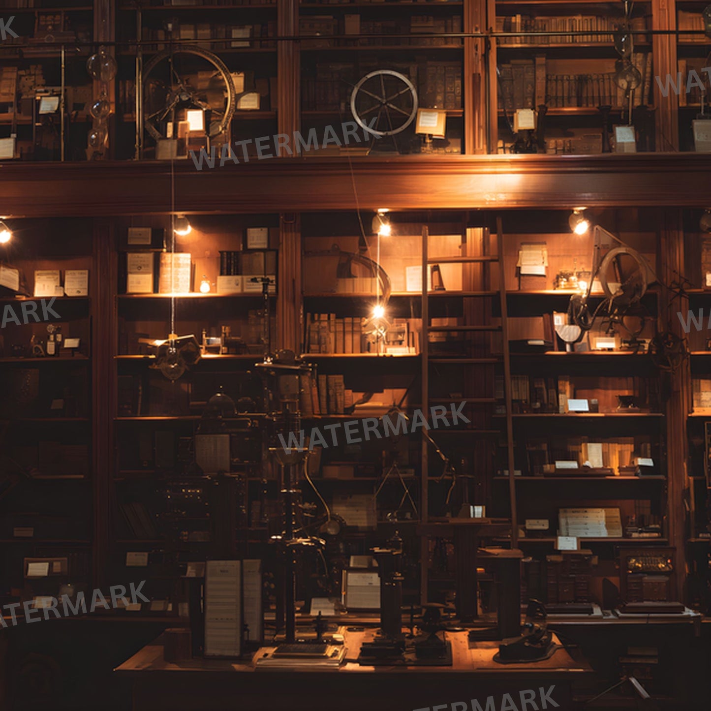 Ancient Technology Digital Backdrop, Steampunk Inventions Backgrounds, Square Photography Prop, Sci-Fi Photo Booth, Fantasy Machine Printable Image